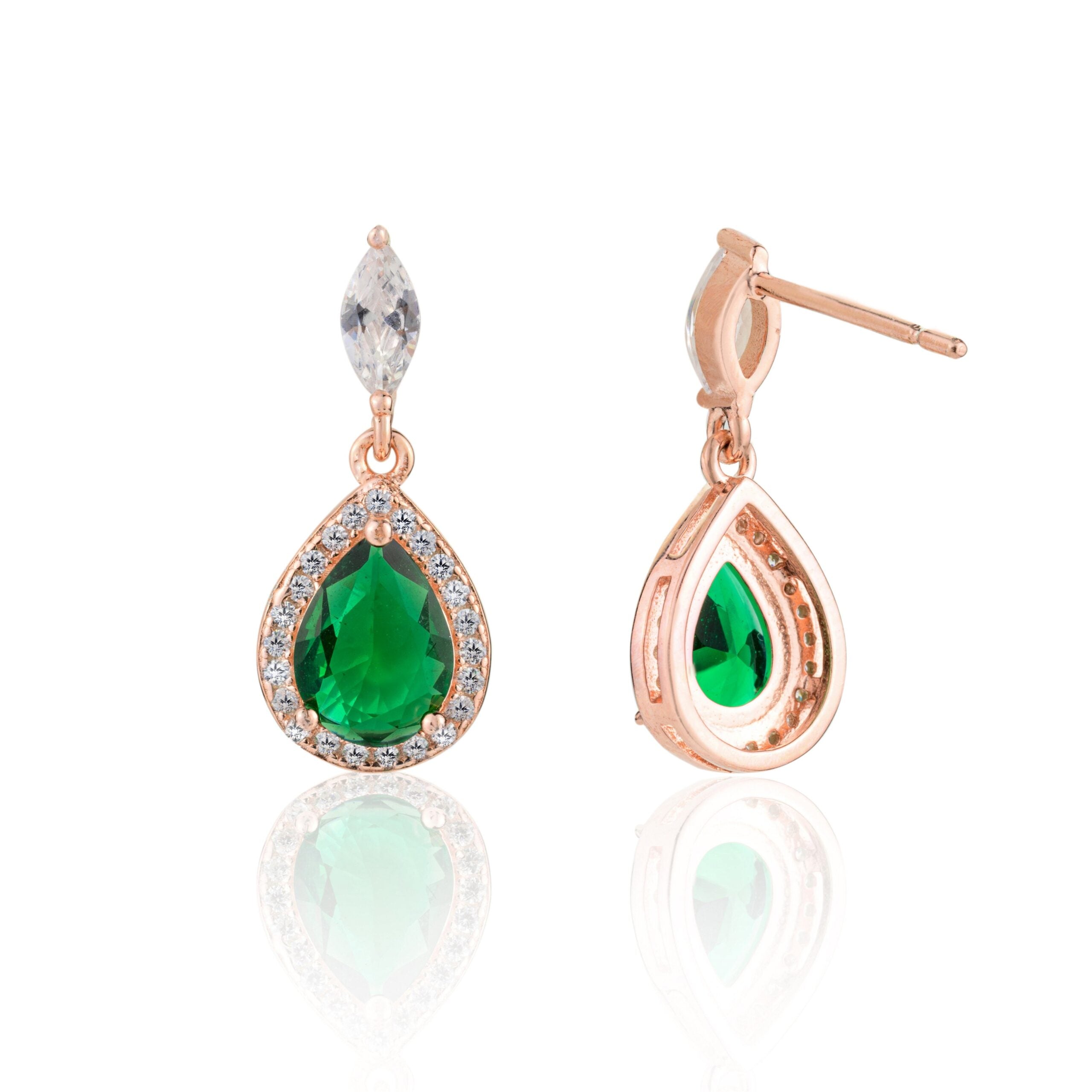 Pear Shape Emerald Drop Earrings