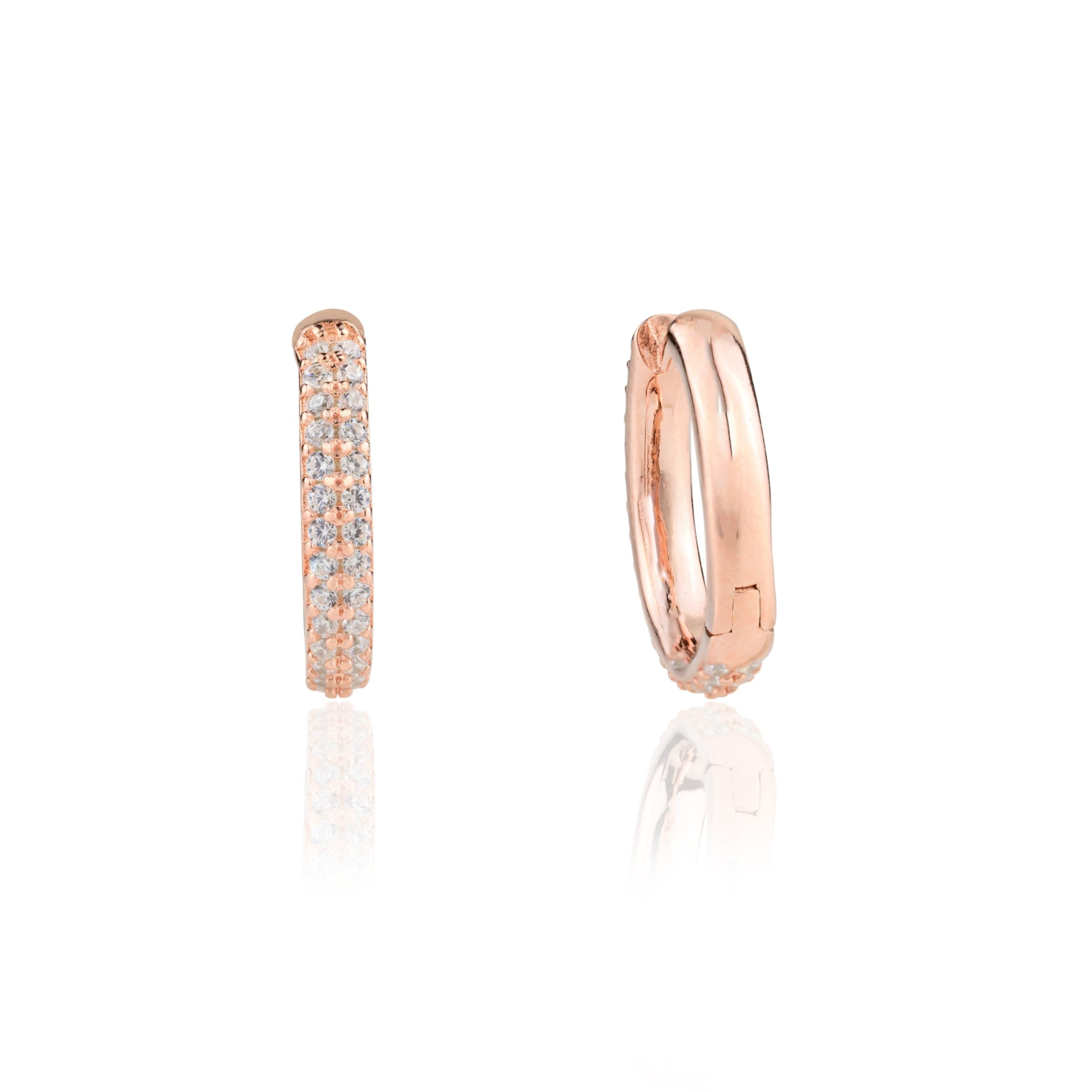 Rose gold Diamond Bali Hoop Earrings