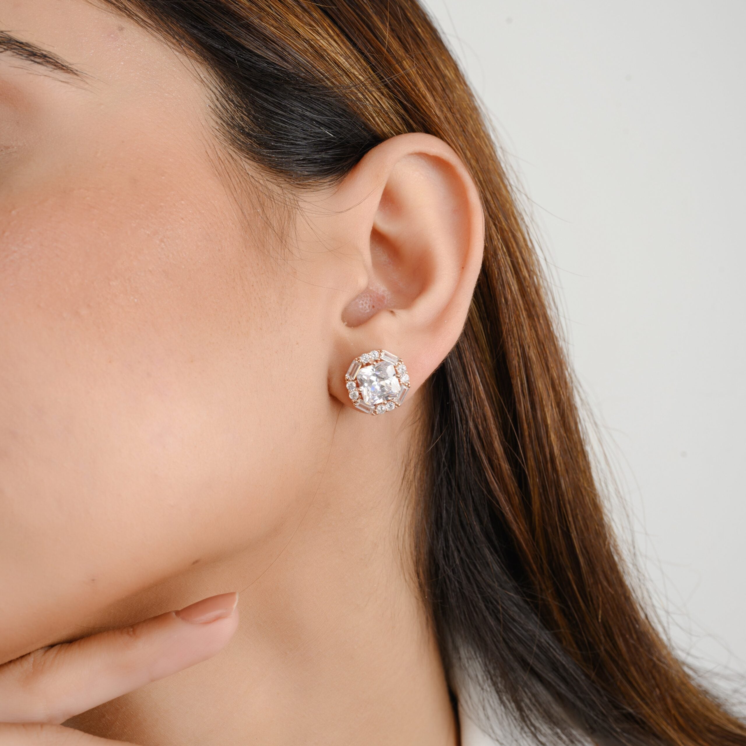 Diamond Studs in Rose Gold Finish