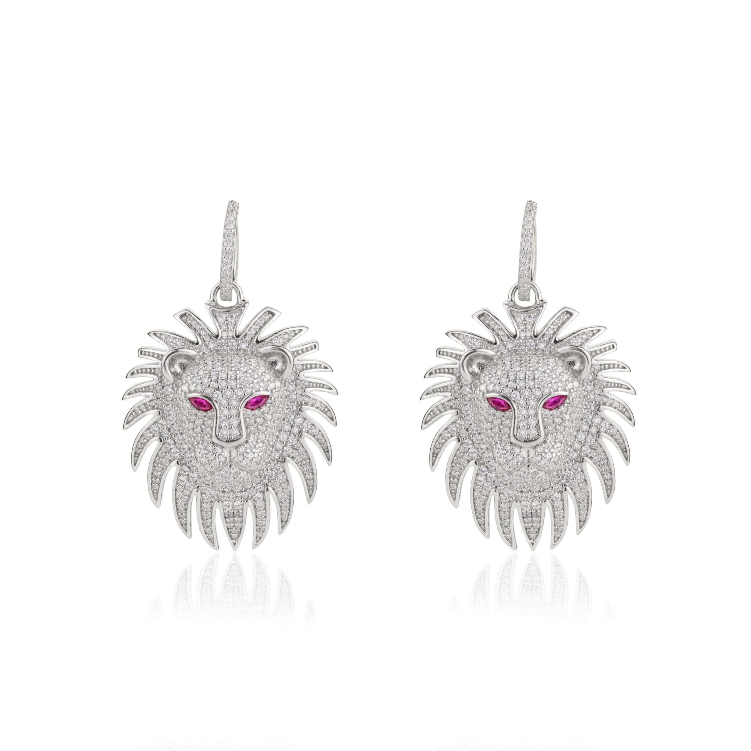 Leo Lion Charm Hoop Earrings