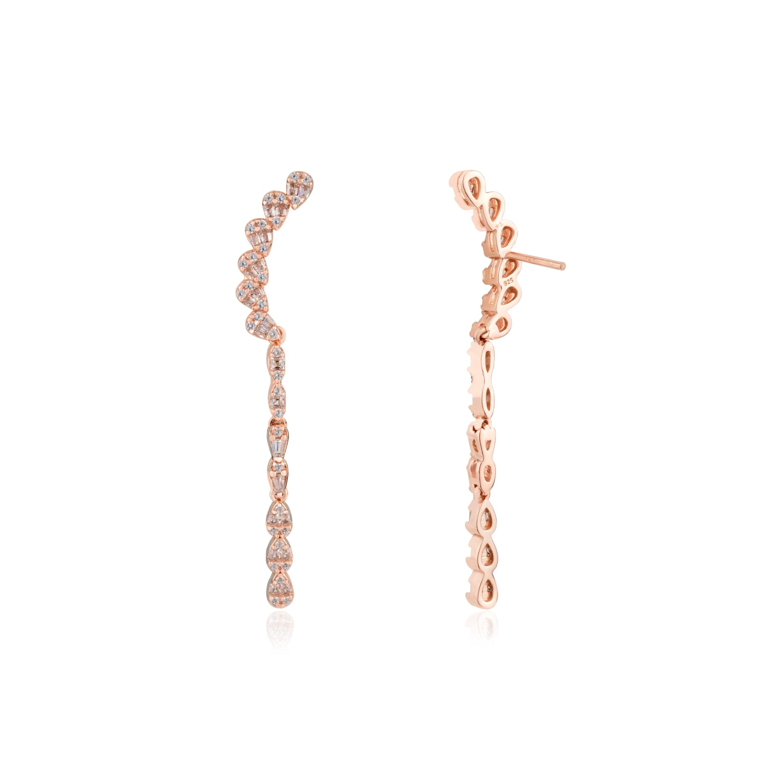 Rose Gold Thread Chain Dangle Earrings