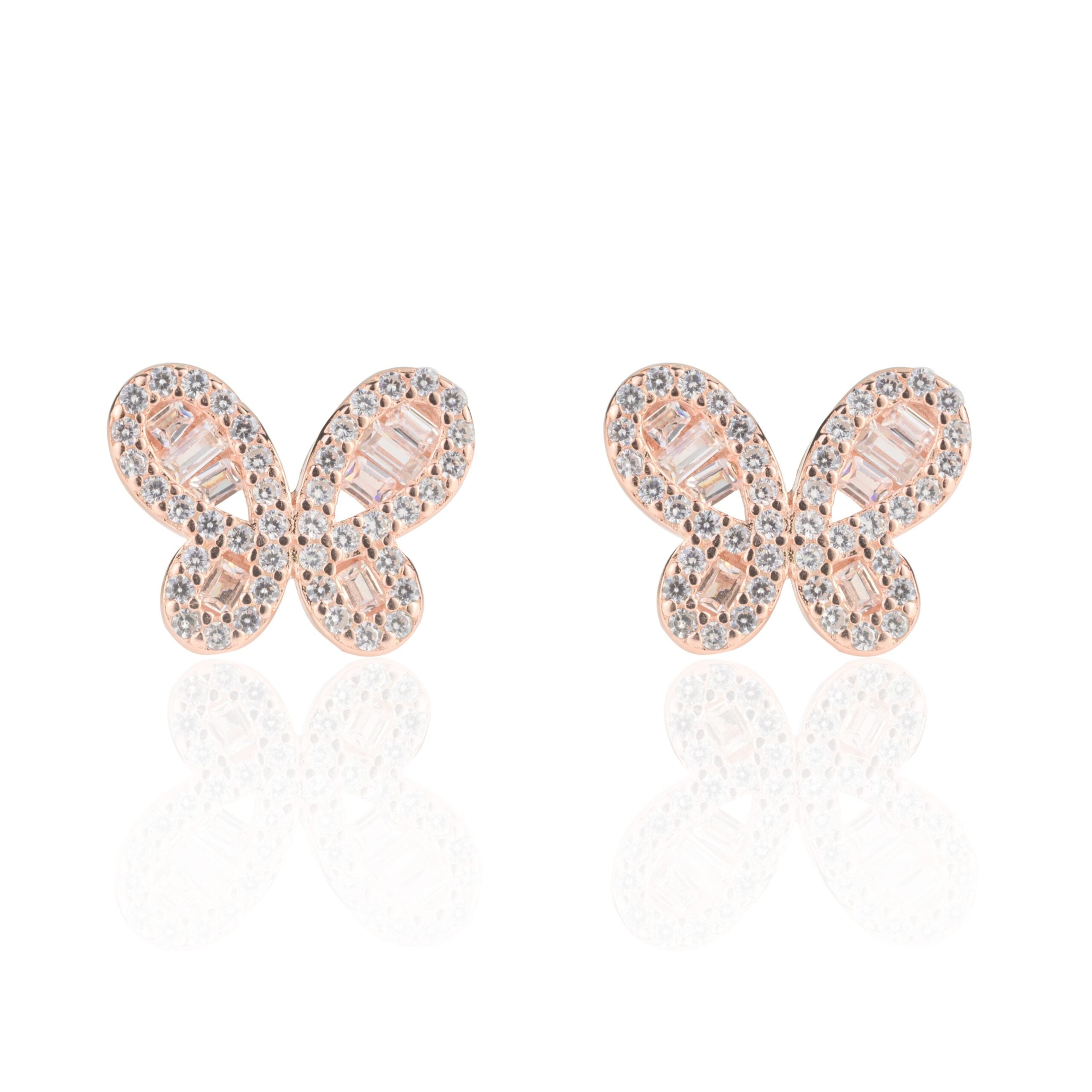 Rose gold Butterfly dainty Stud Earrings