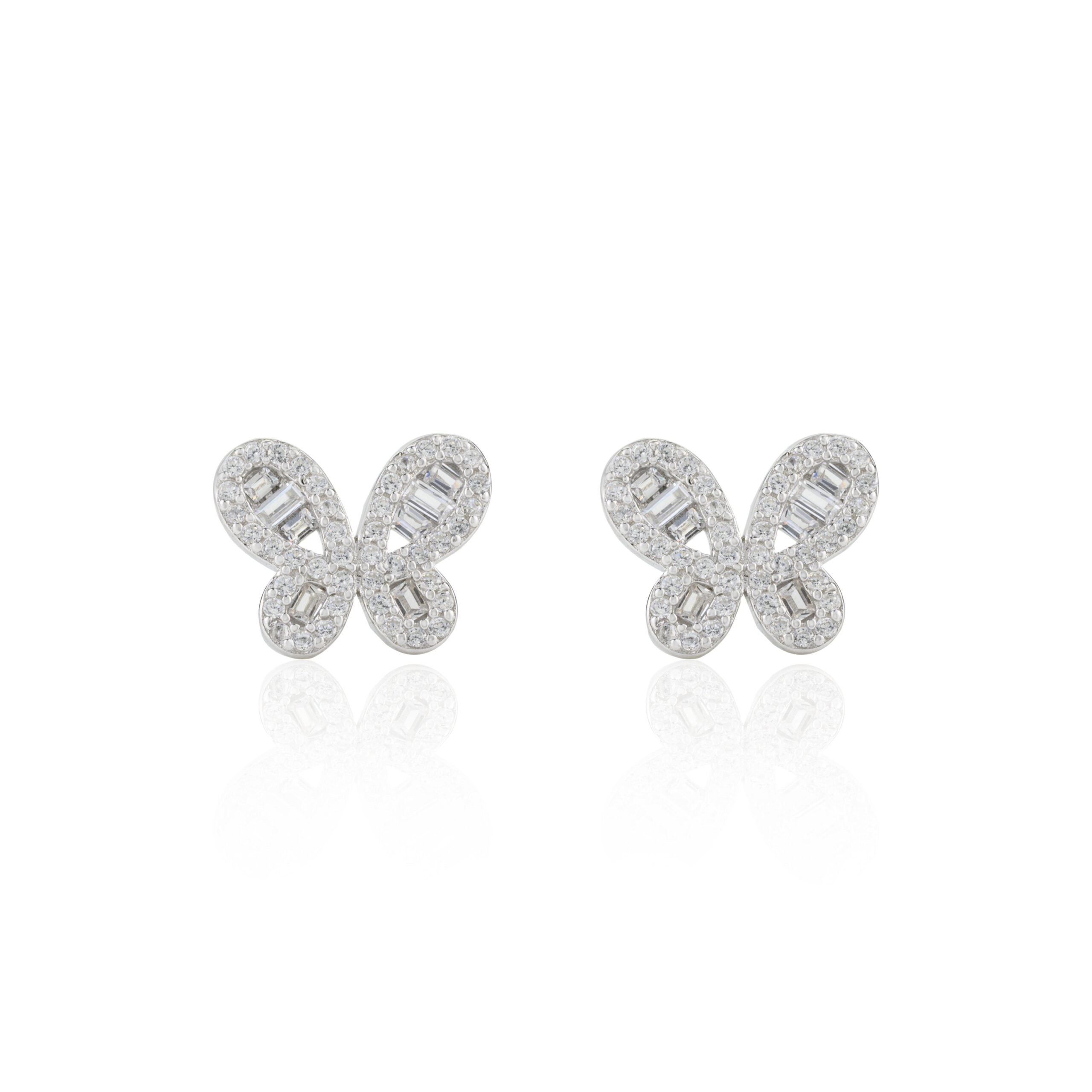 Silver Butterfly Dainty stud Earrings