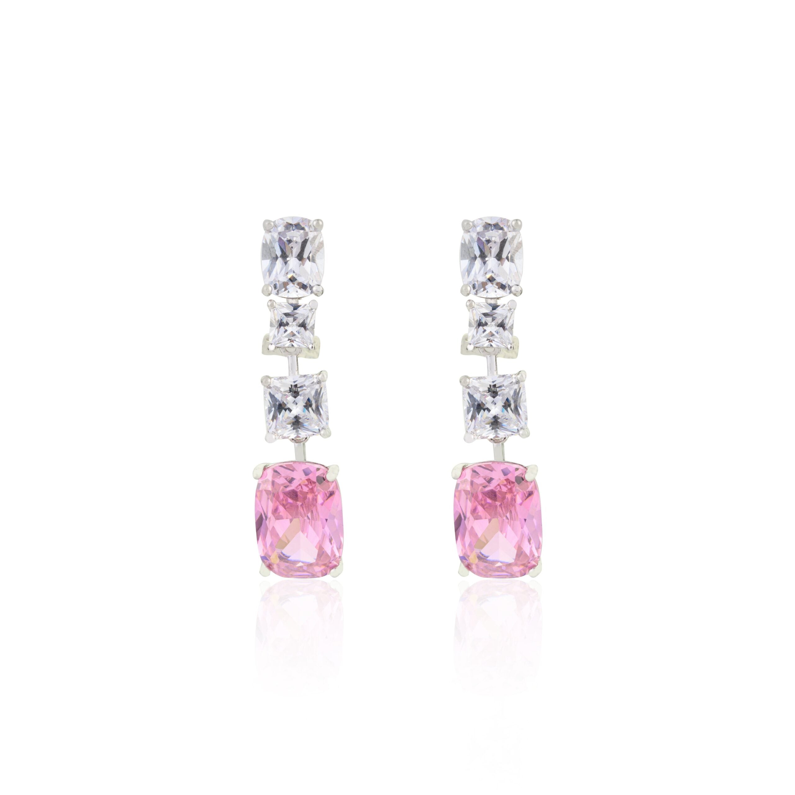 Emerald Cut Pink Diamond Dangle Earrings