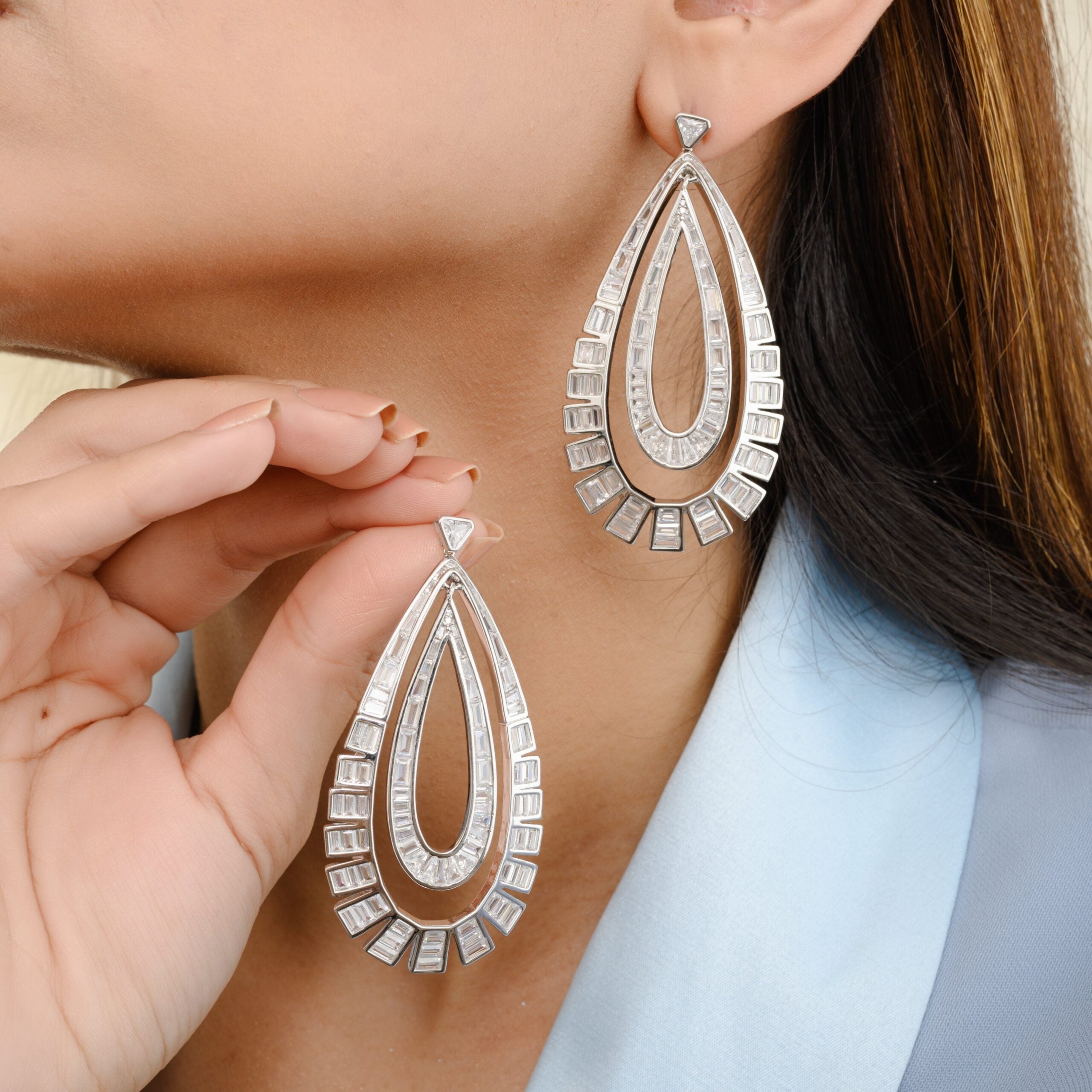 Unique Tear Drop Dangle Earrings for Wedding