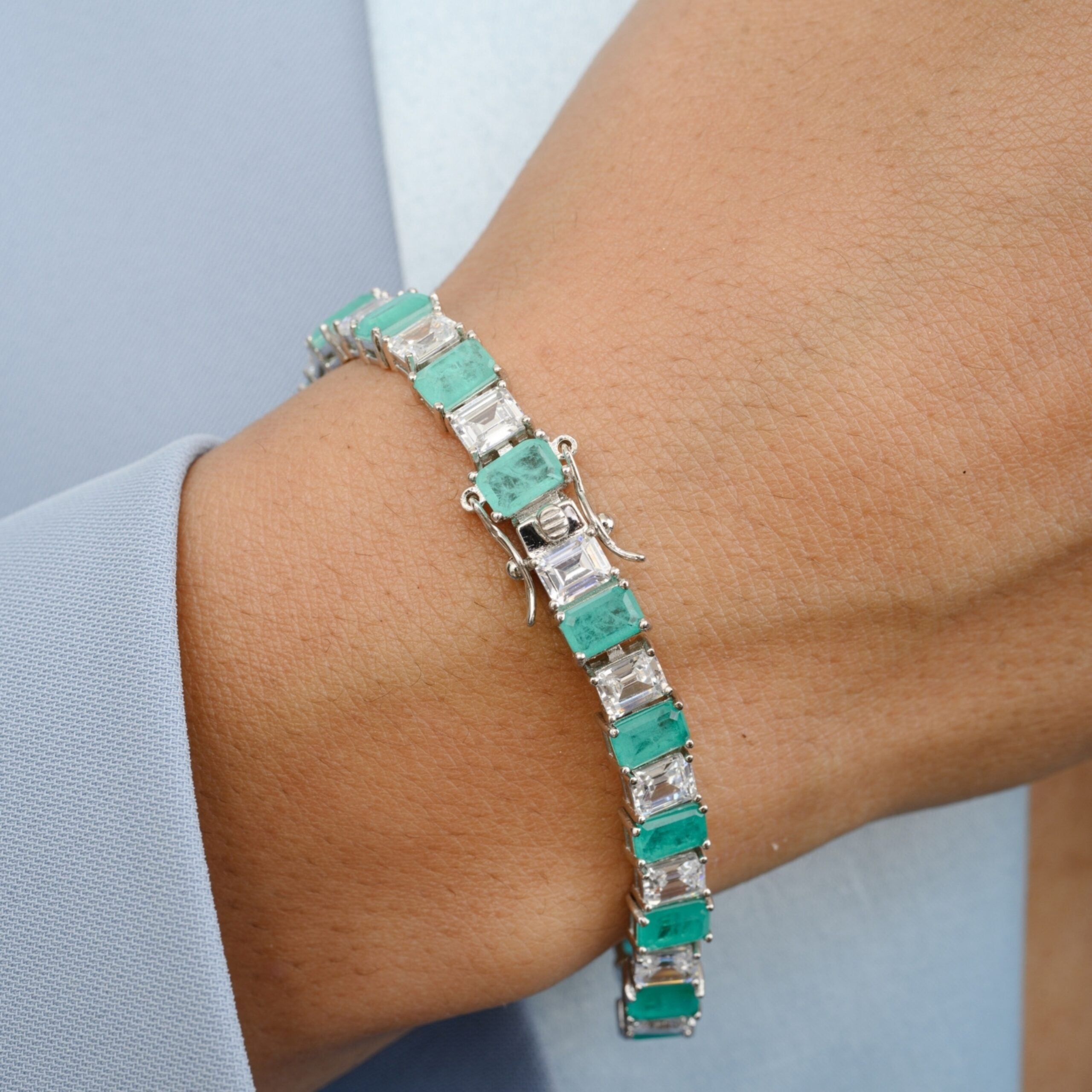 Turquoise Emerald Tennis Bracelet