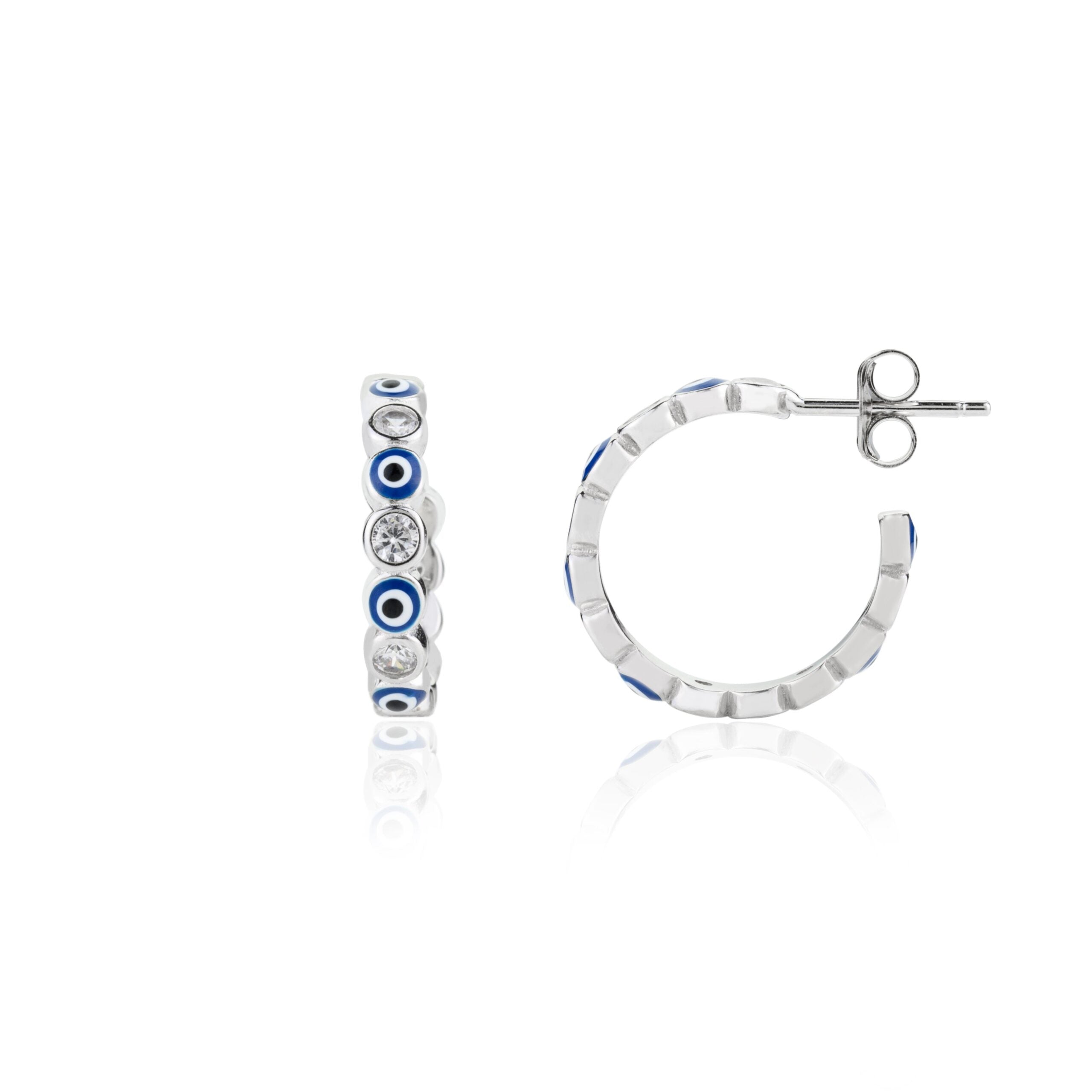 Evil Eye Open Hoop Stud Earrings