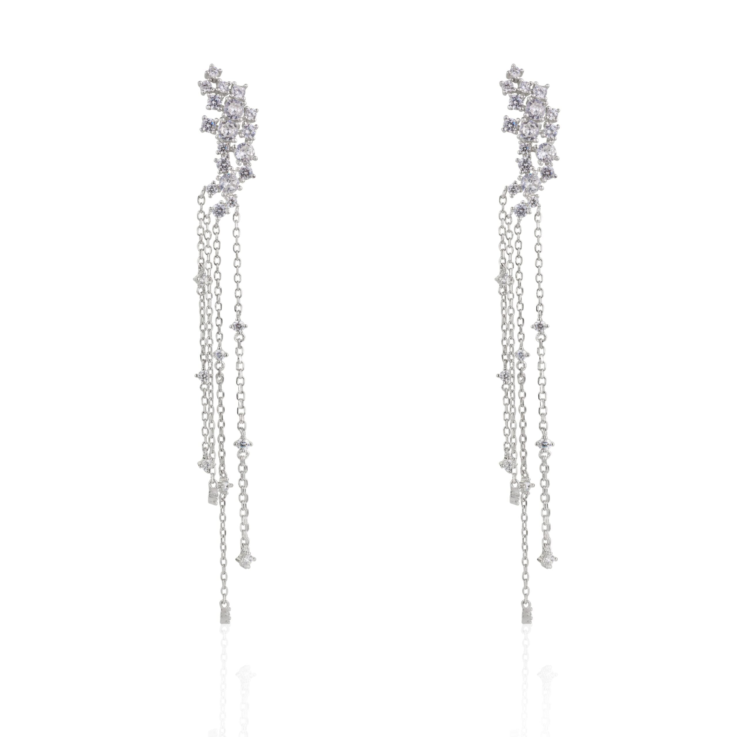 Long Tassel Chain Statement Earrings for Wedding