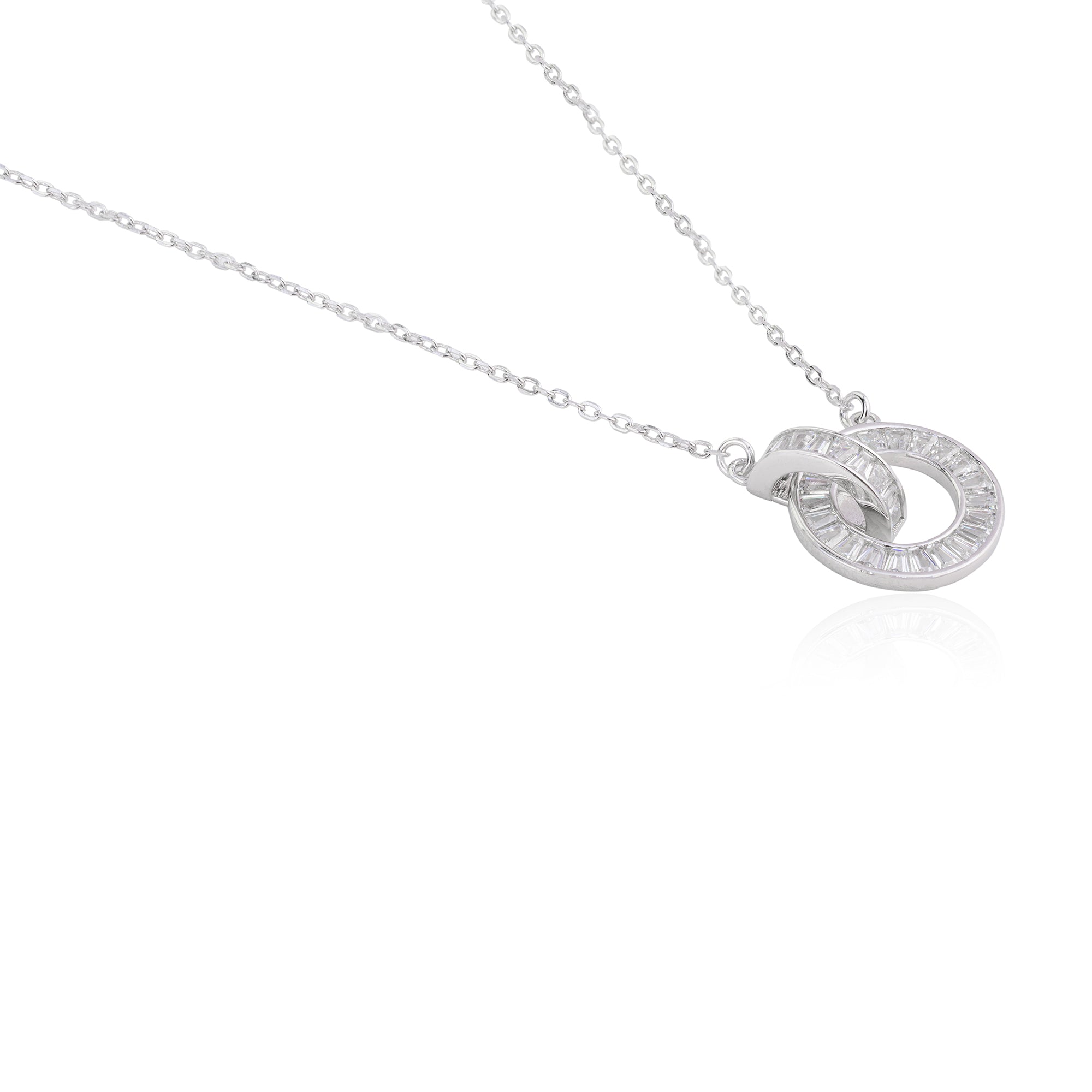 Stylish Baguette CZ Diamonds Link Necklace