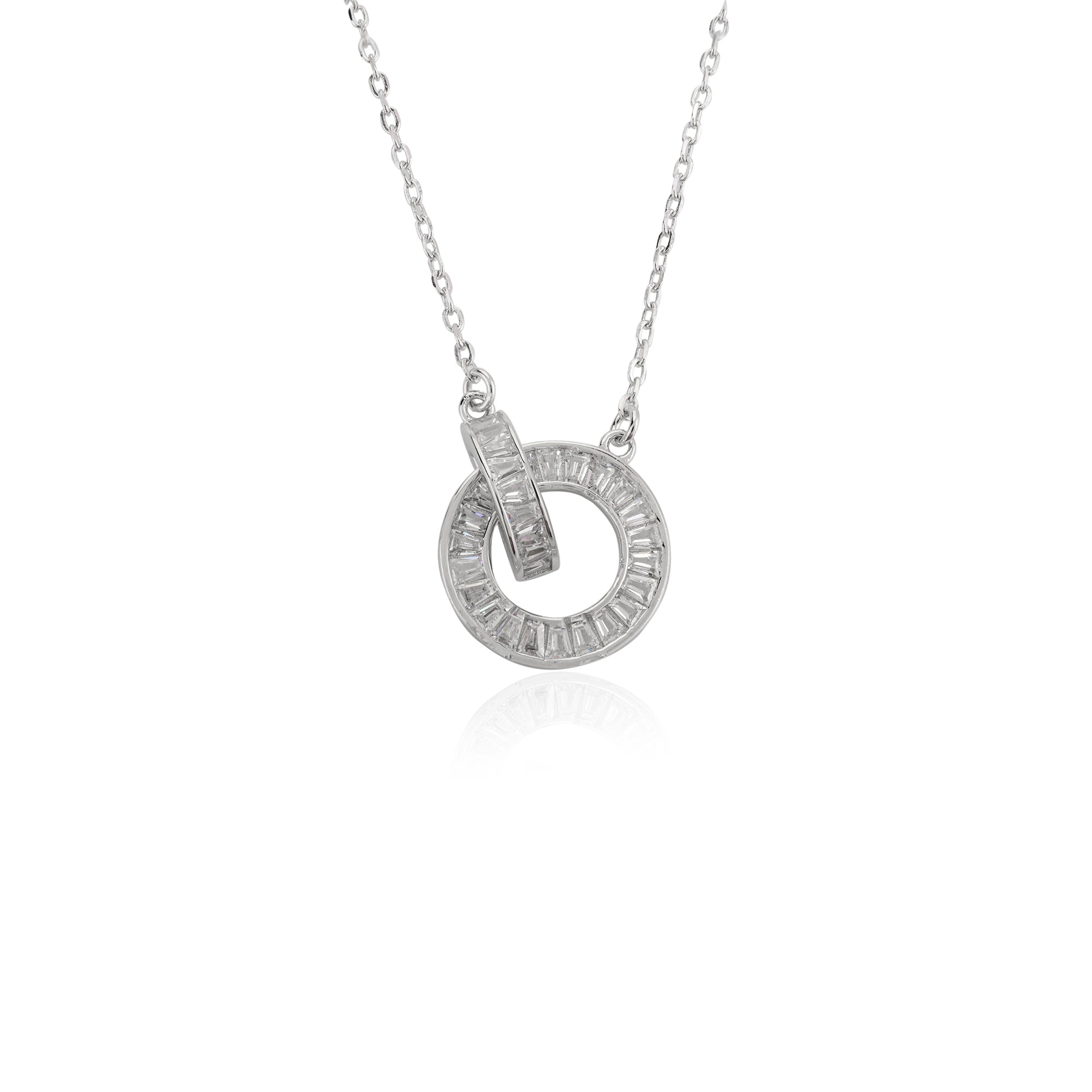 Stylish Baguette CZ Diamonds Link Necklace