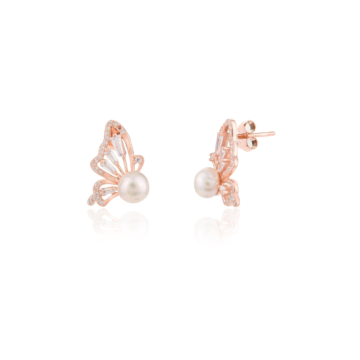 Pearl Decor Butterfly Stud Earrings