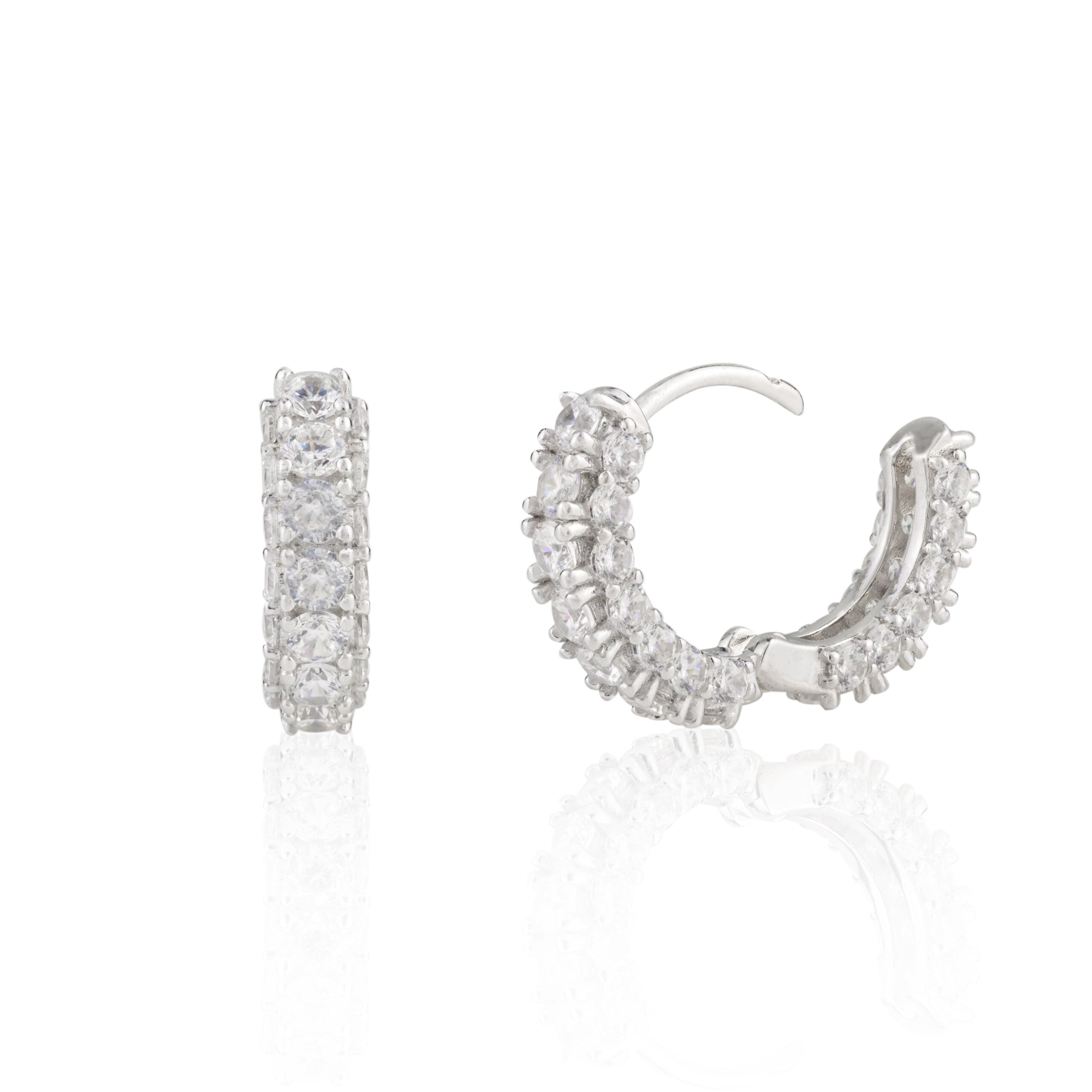 Silver Dainty Hoops with Sparkling Cz gemstones