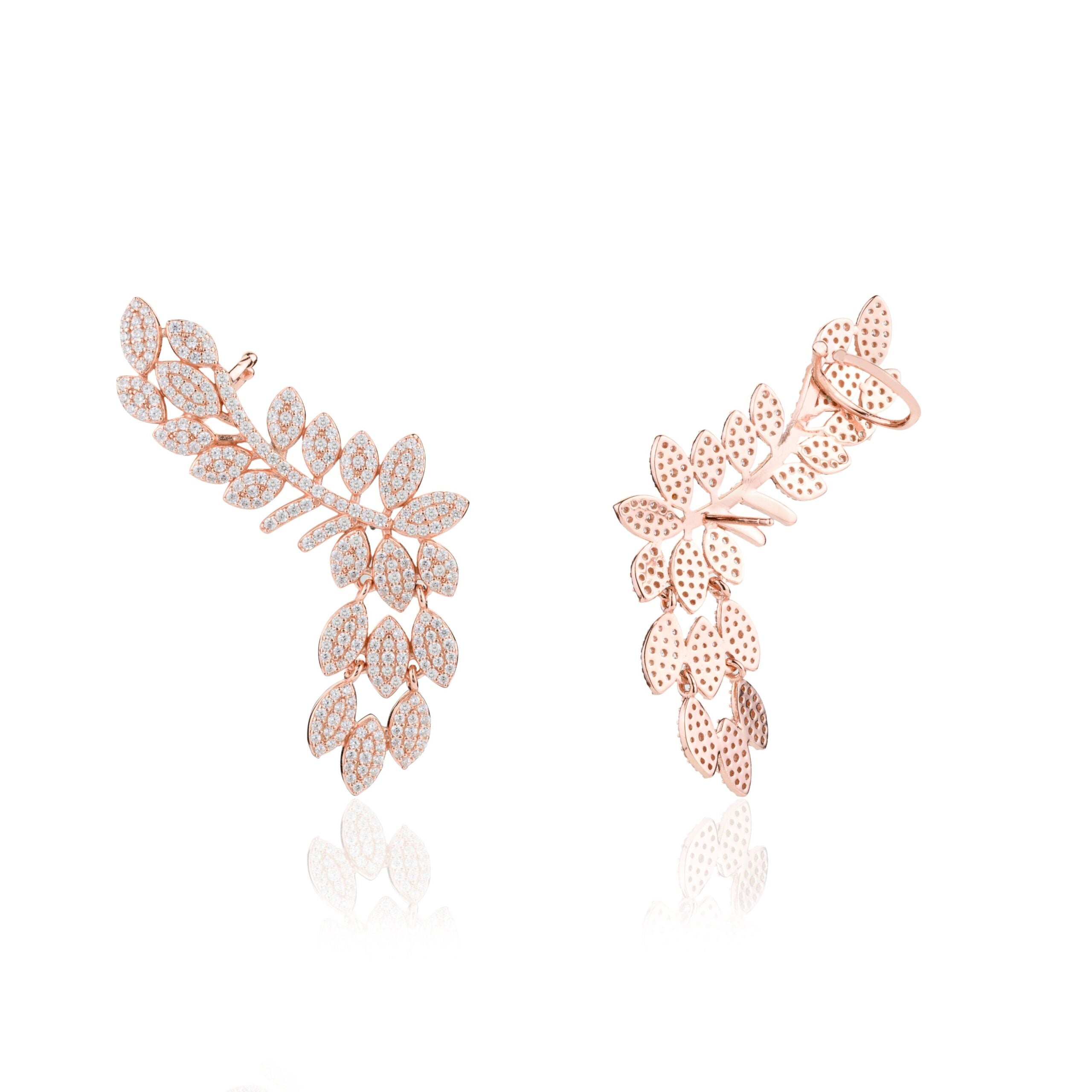 Rose gold Leaf Climber Ear Cuffs