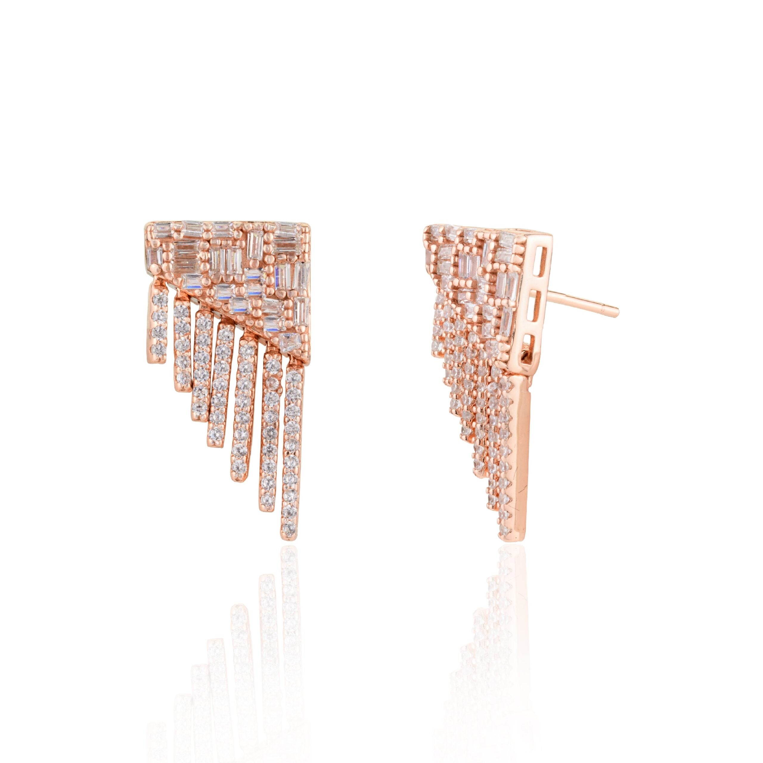 Rose Gold Waterfall Stud Earrings