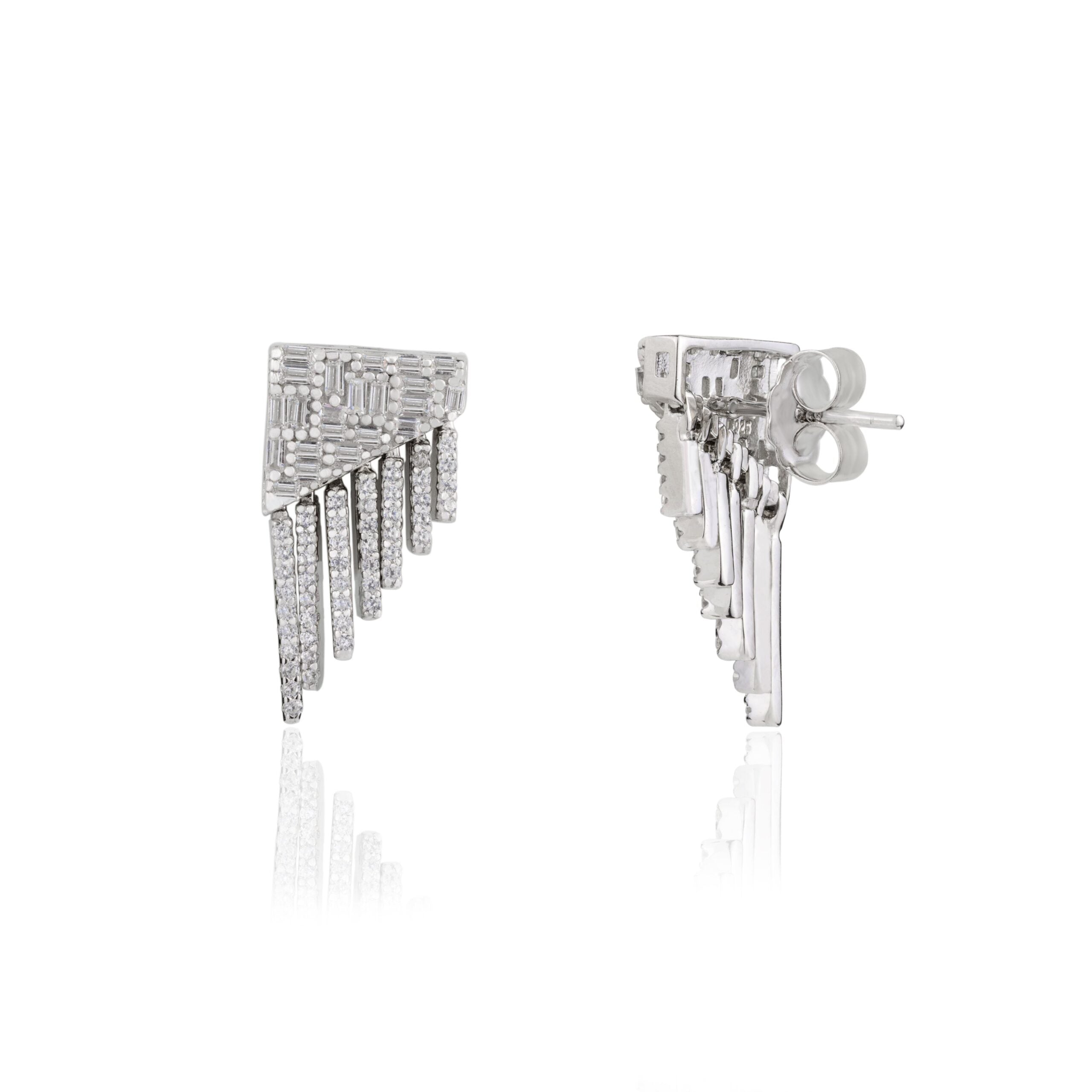 Elegant silver finish Waterfall Stud earrings