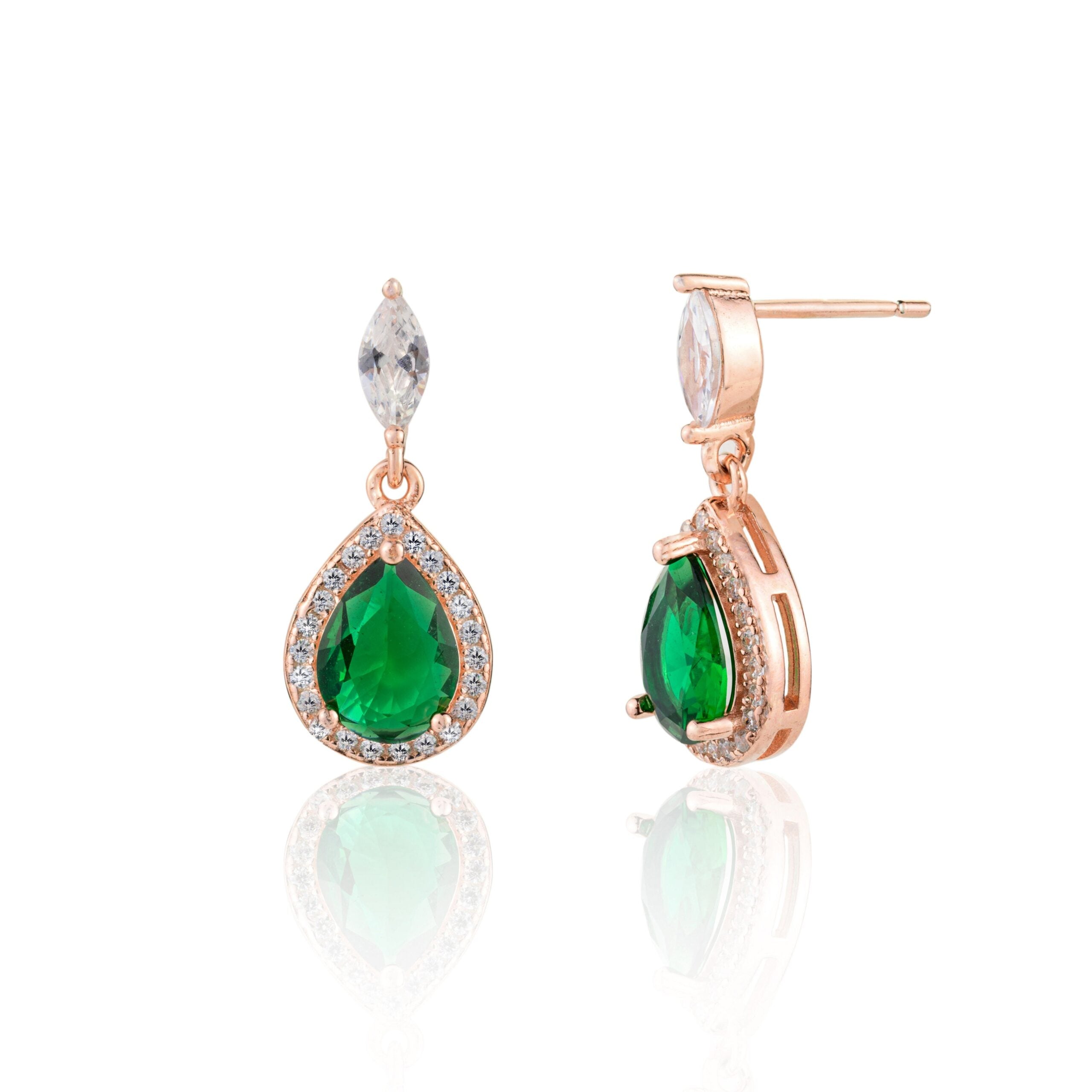 Pear Shape Emerald Drop Earrings