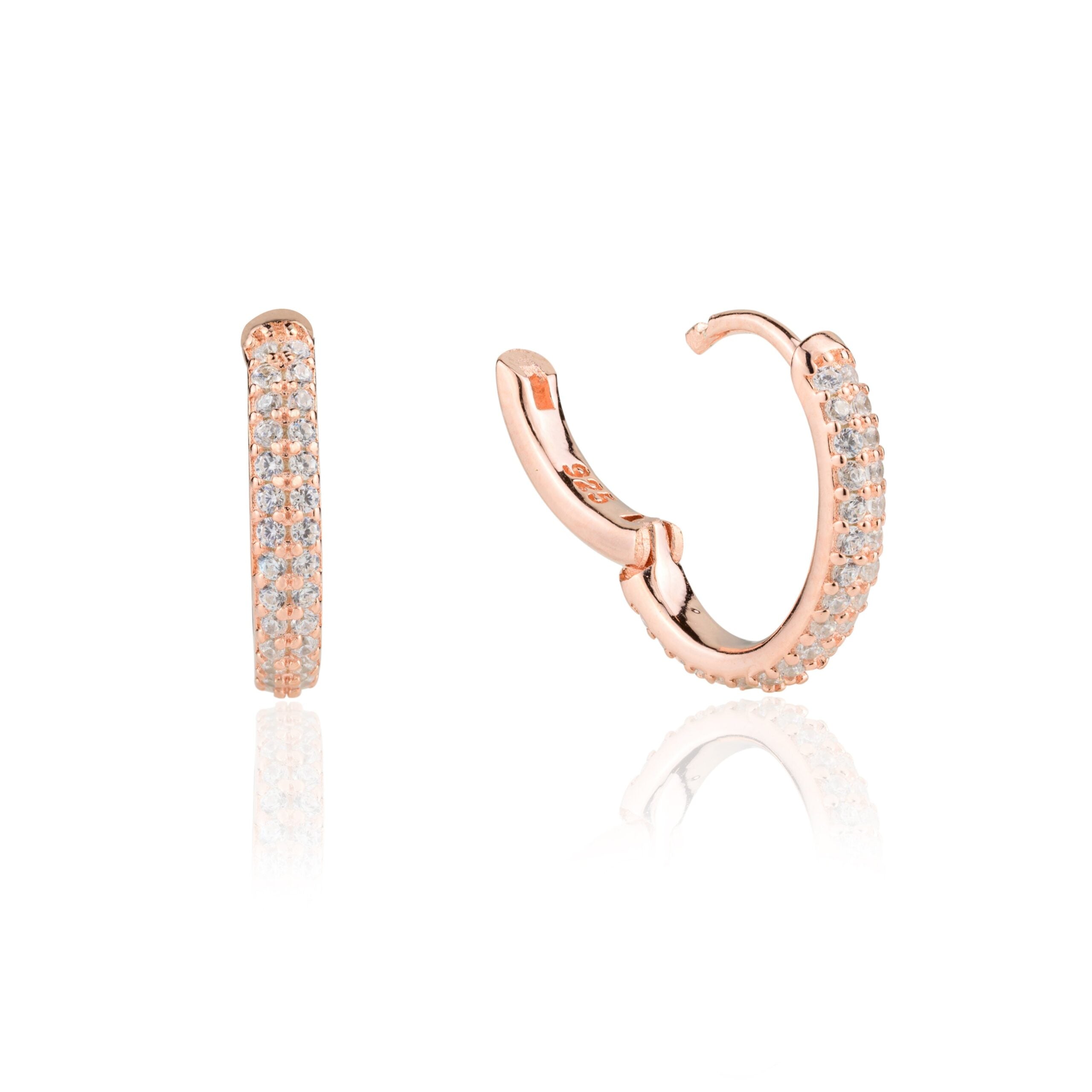 Rose gold Diamond Bali Hoop Earrings