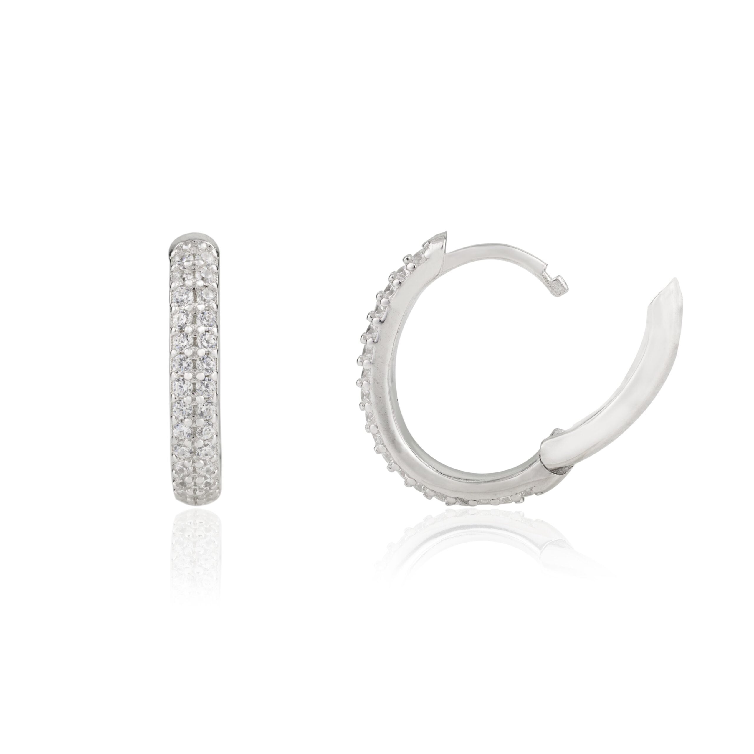 Silver finished Diamond Hoop Earrings