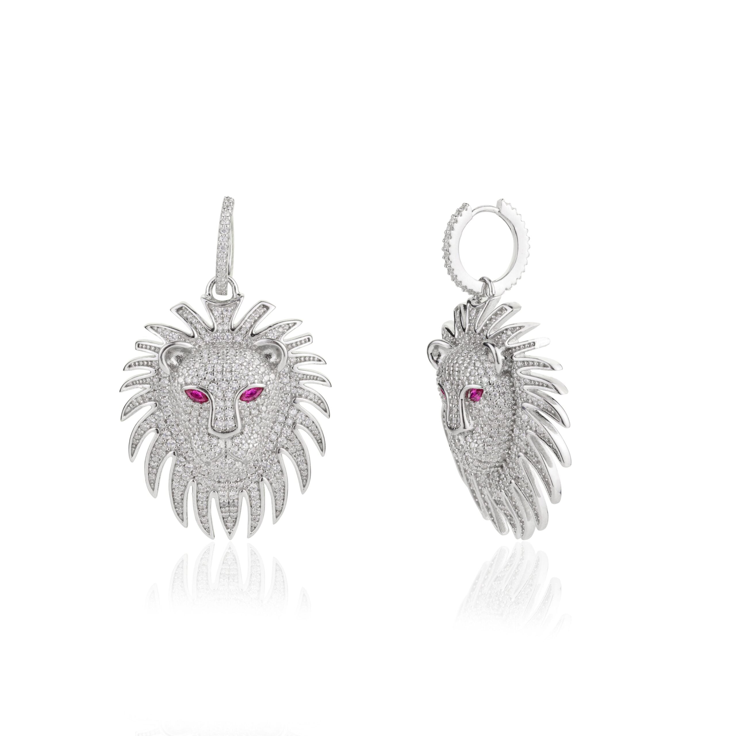 Leo Lion Charm Hoop Earrings