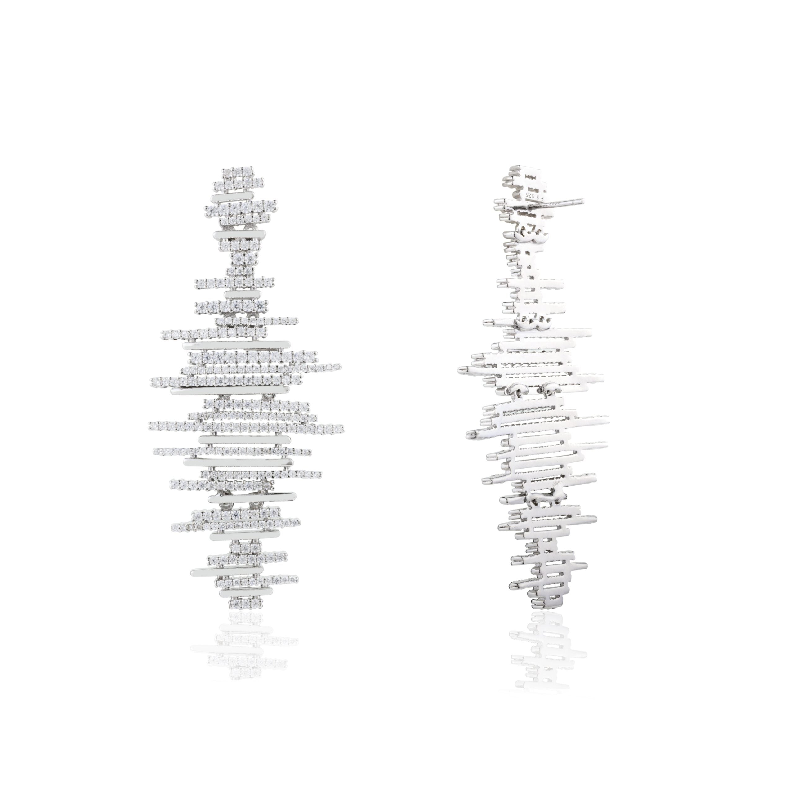 Dazzling Zigzag Cz Bar Dangle Earrings