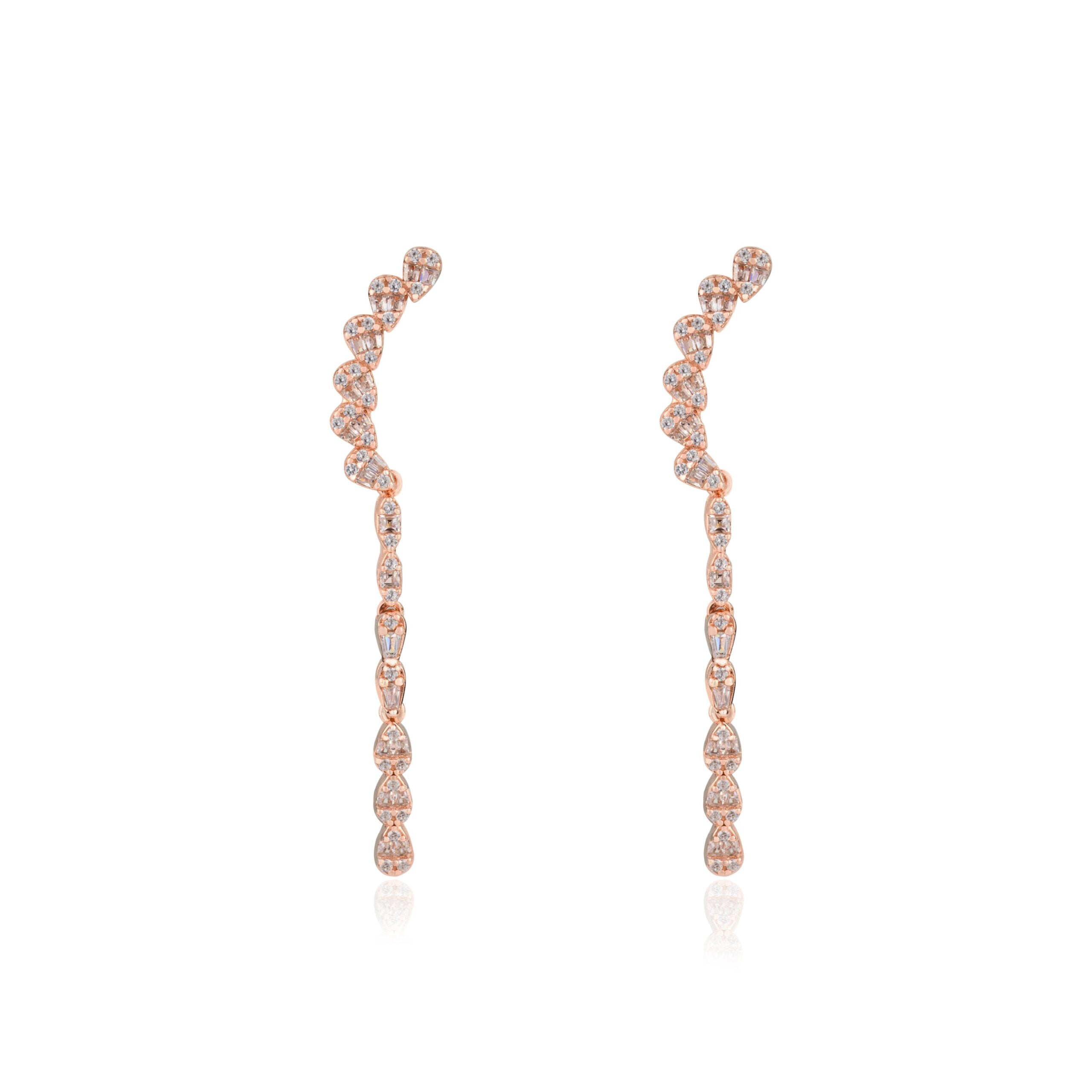 Rose Gold Thread Chain Dangle Earrings