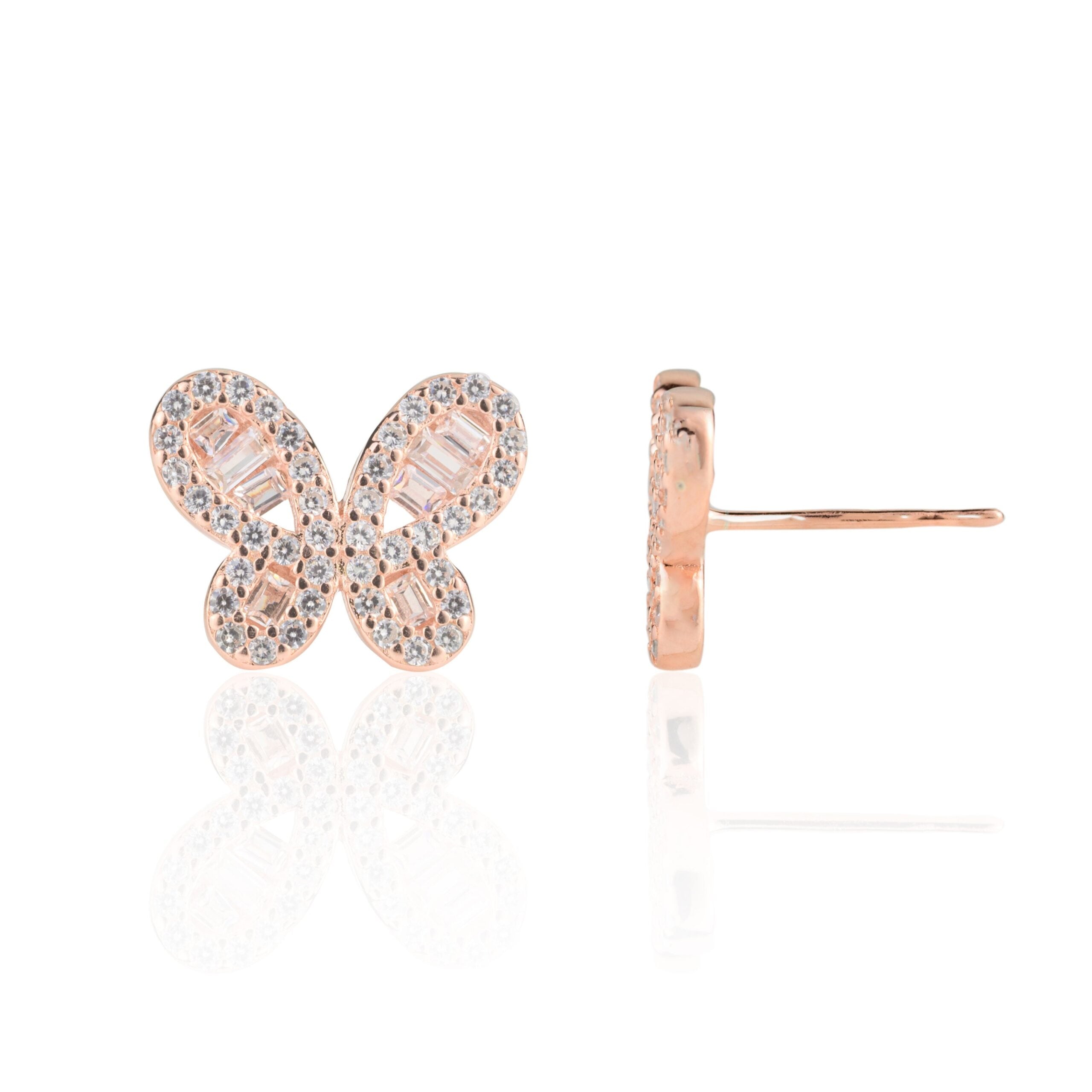 Rose gold Butterfly dainty Stud Earrings