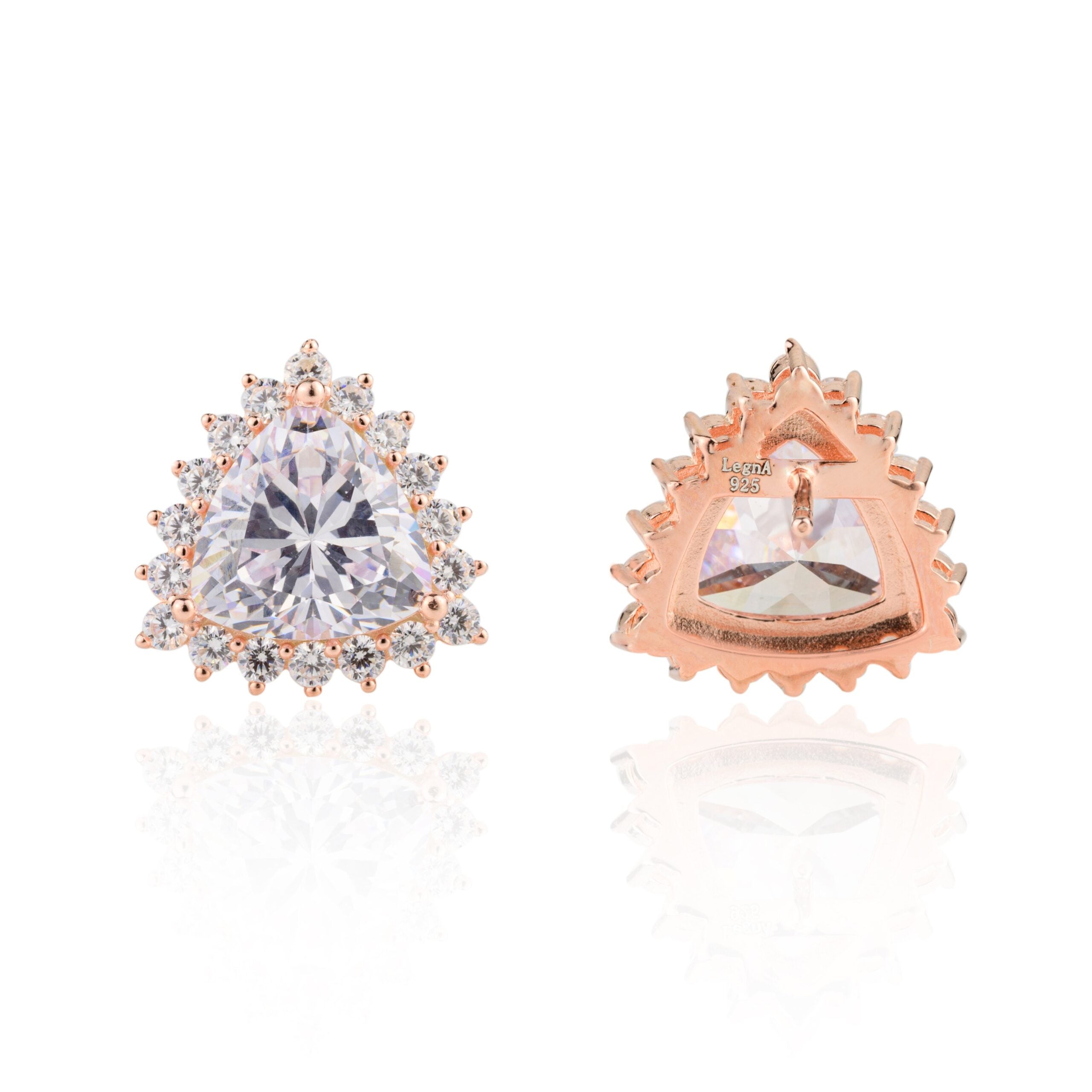 Rose Gold Trillion Solitaire Diamond Earrings