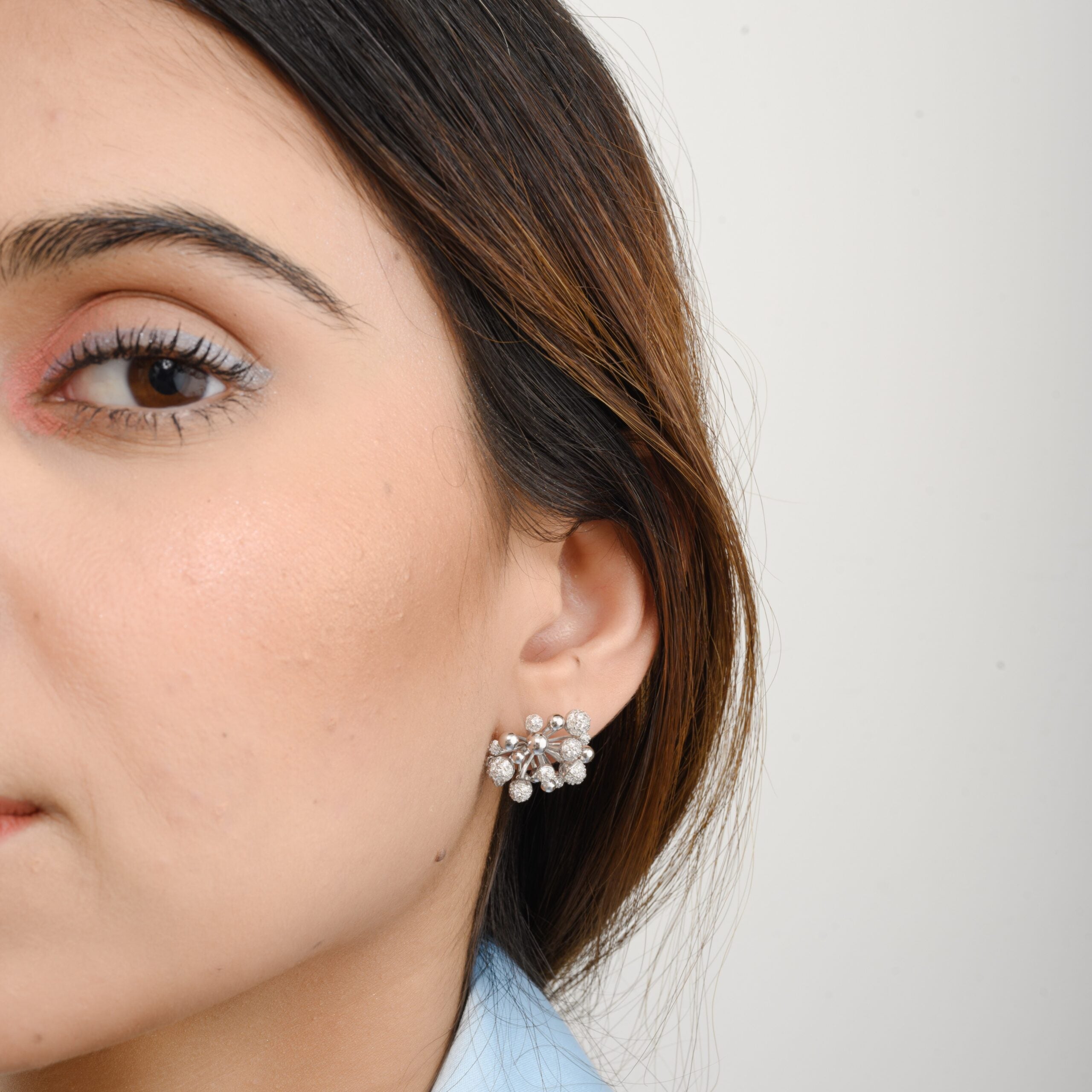 White Gold Coral Diamond Studs