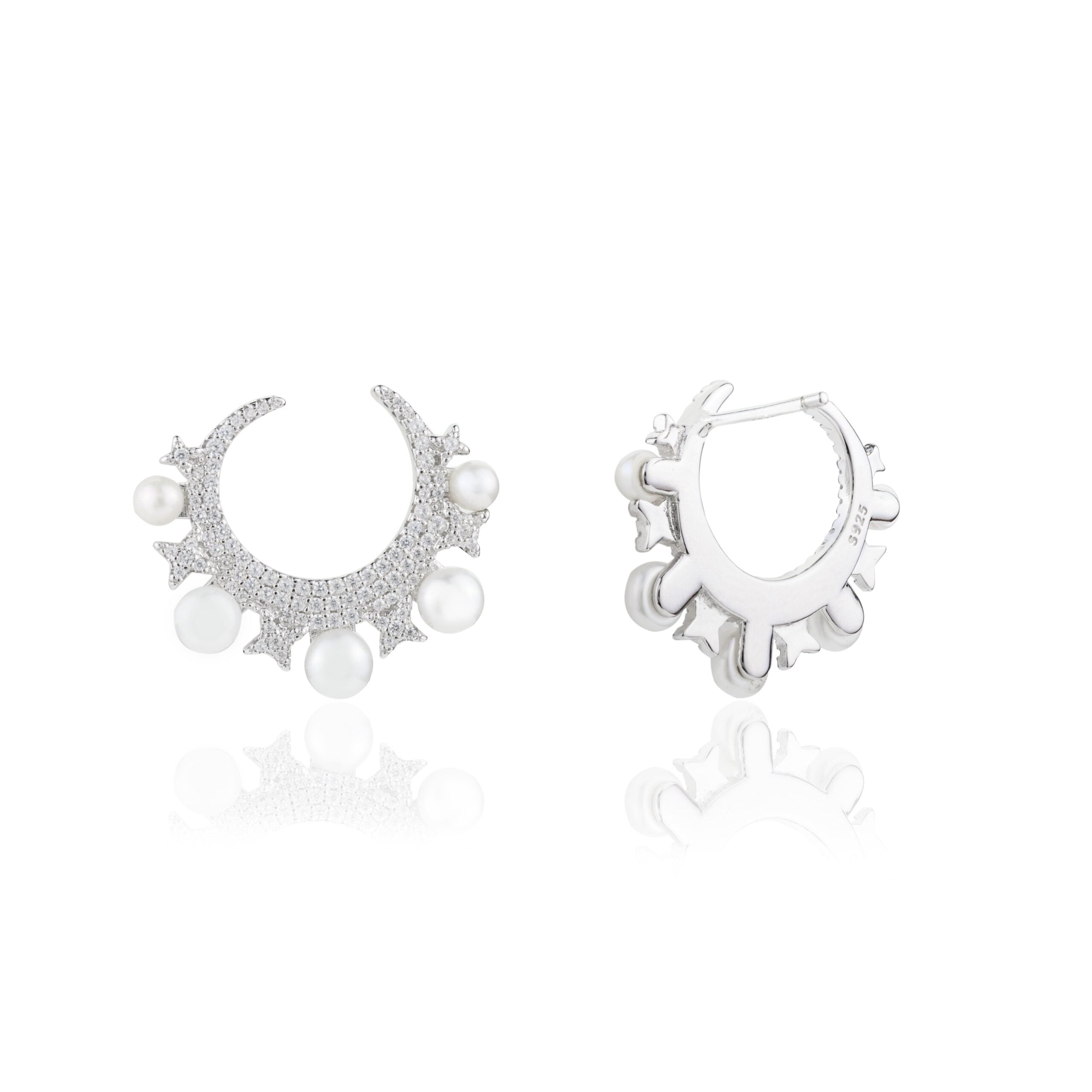 Eclipse Moon Studs Pearl Earrings