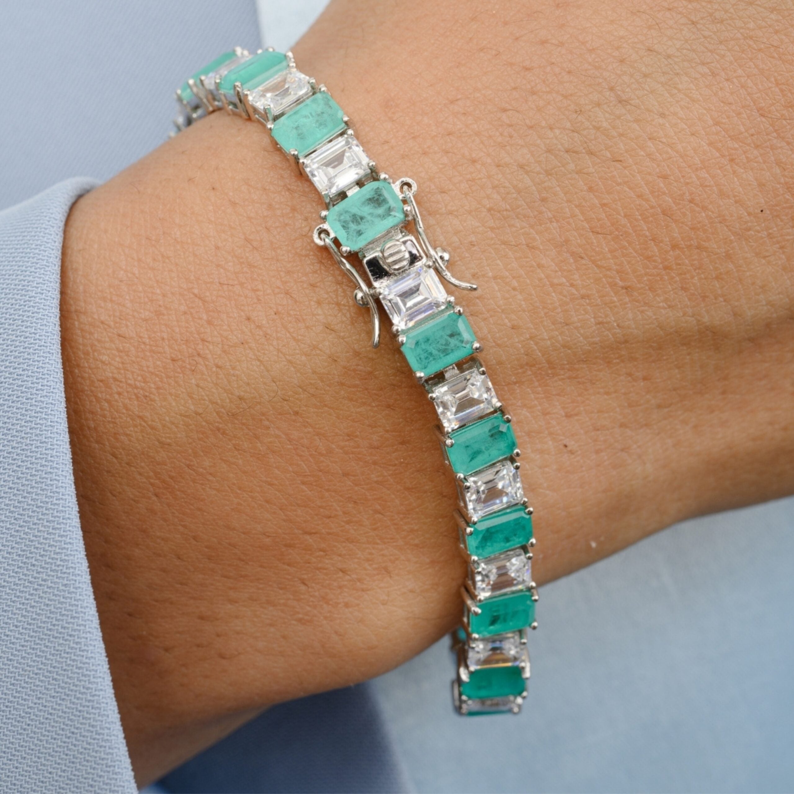 Turquoise Emerald Tennis Bracelet