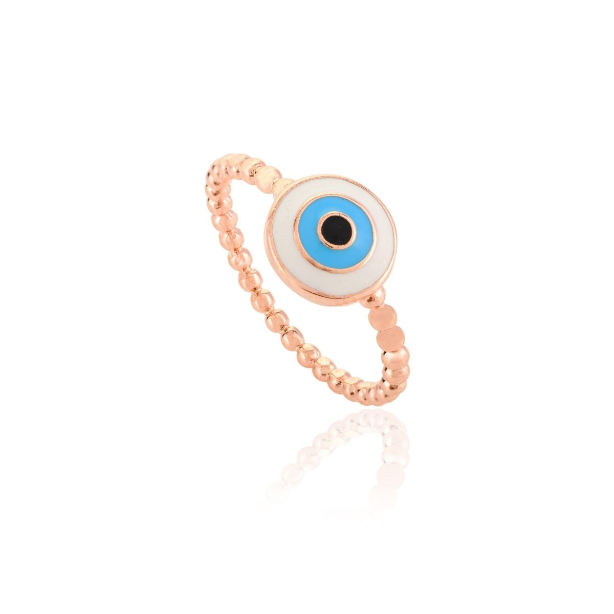 Light Blue Evil Eye Charm Silver Ring