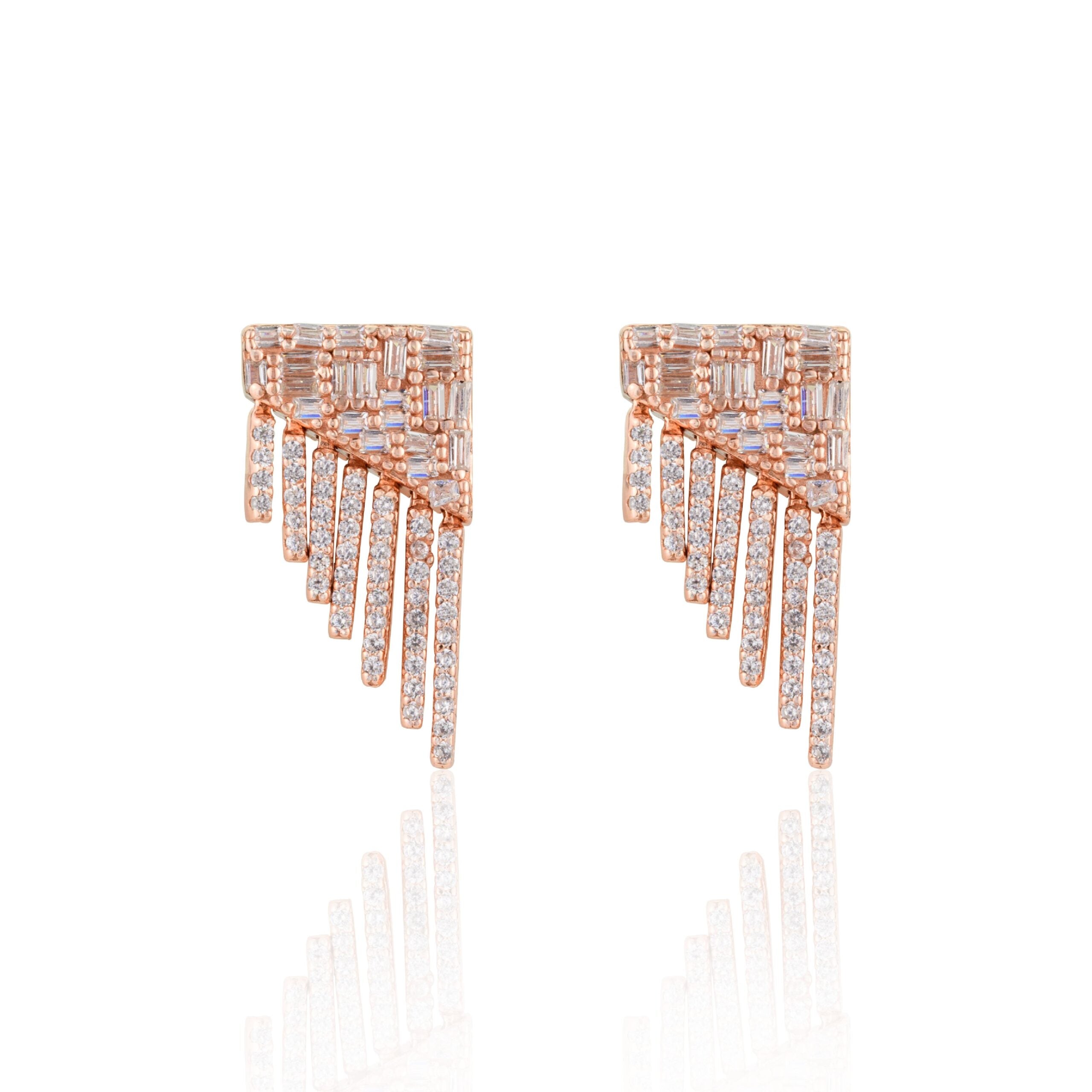 Rose Gold Waterfall Stud Earrings