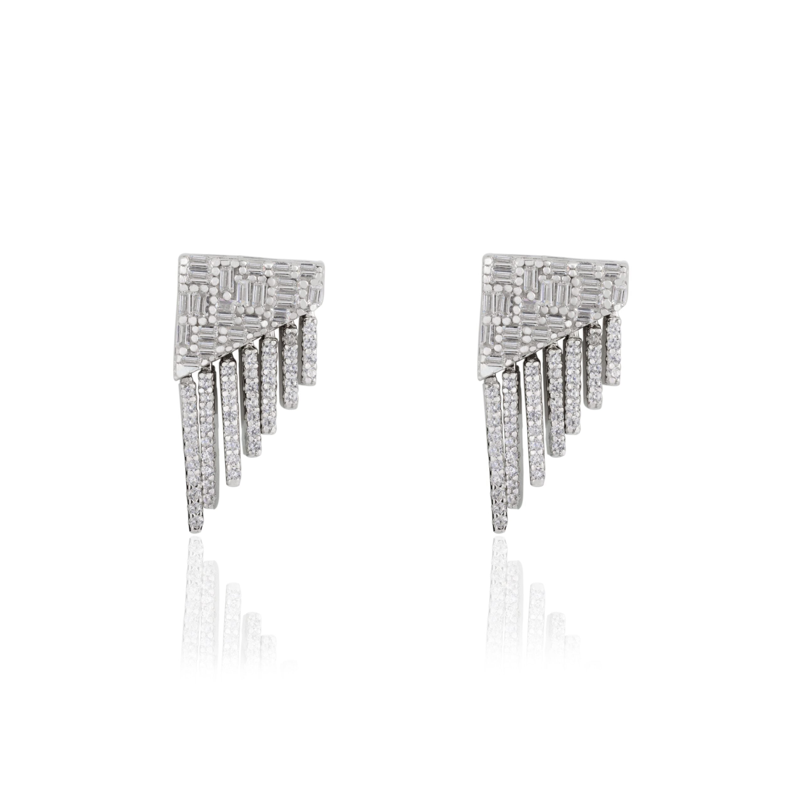 Elegant silver finish Waterfall Stud earrings