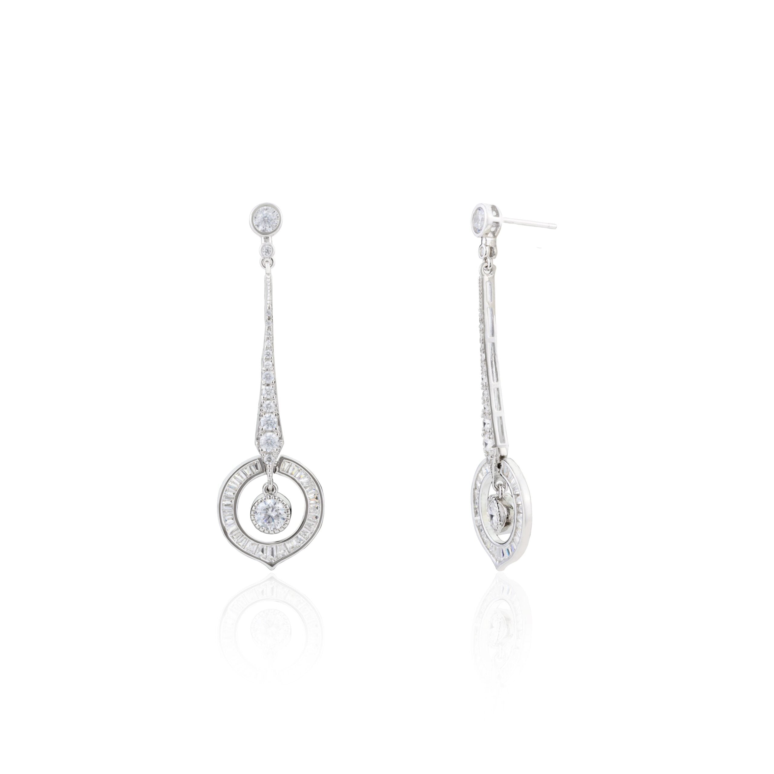 Charming Teardrop CZ Diamond Dangle Earrings