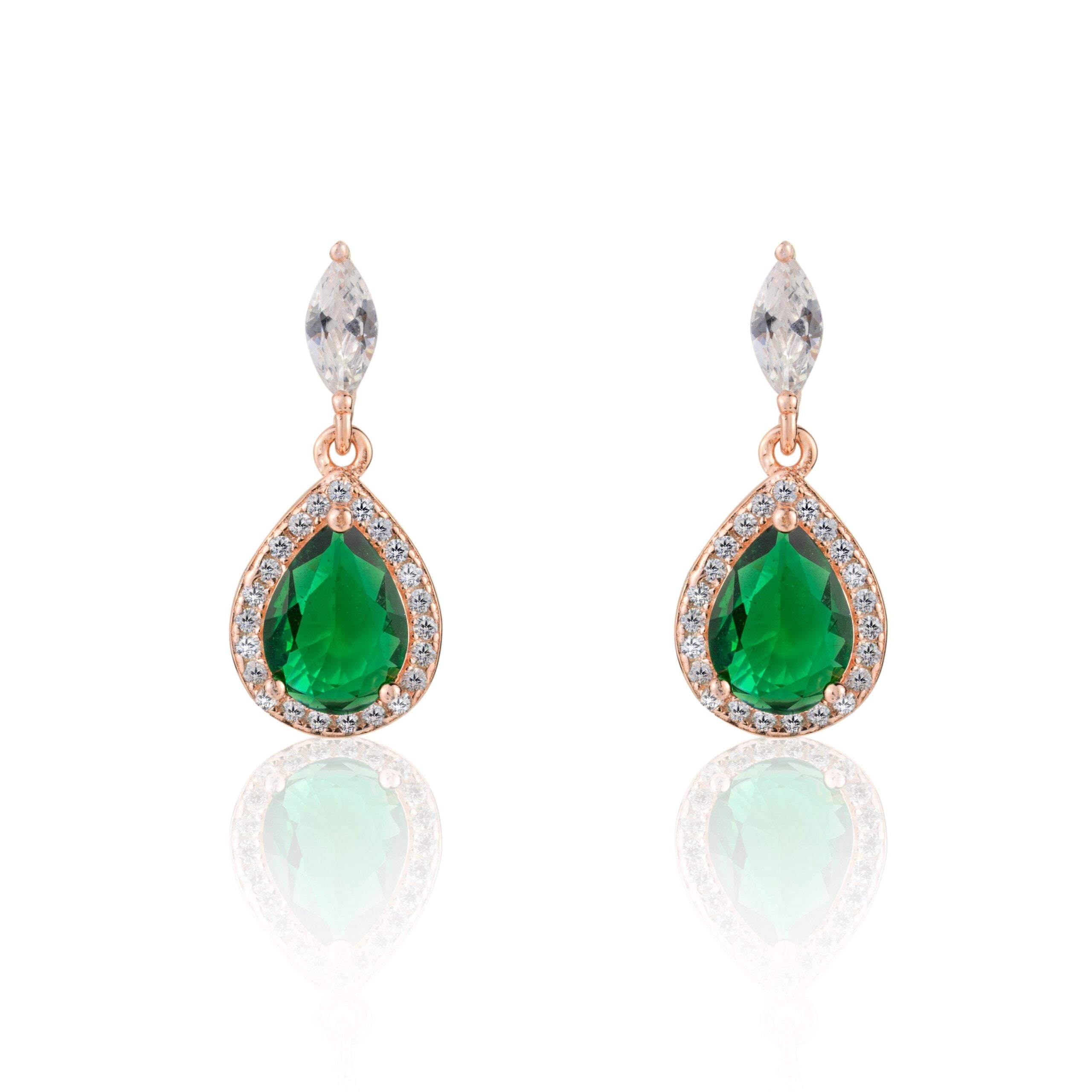 Pear Shape Emerald Drop Earrings