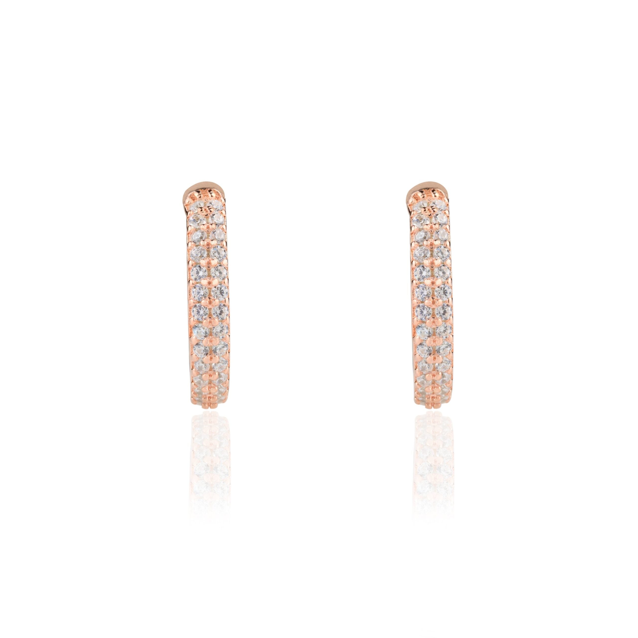 Rose gold Diamond Bali Hoop Earrings