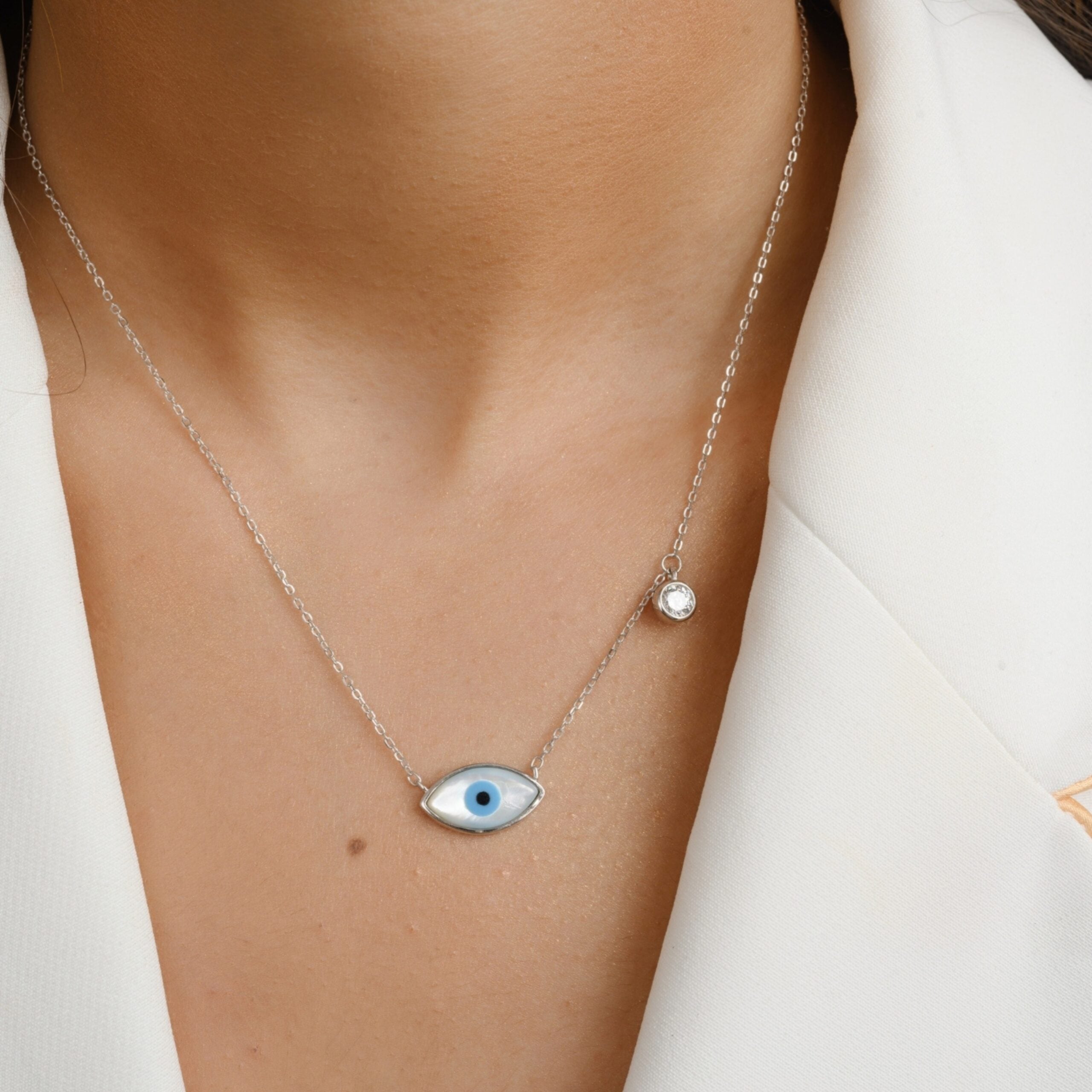 Mother of Pearl Third Eye Pendant Necklace