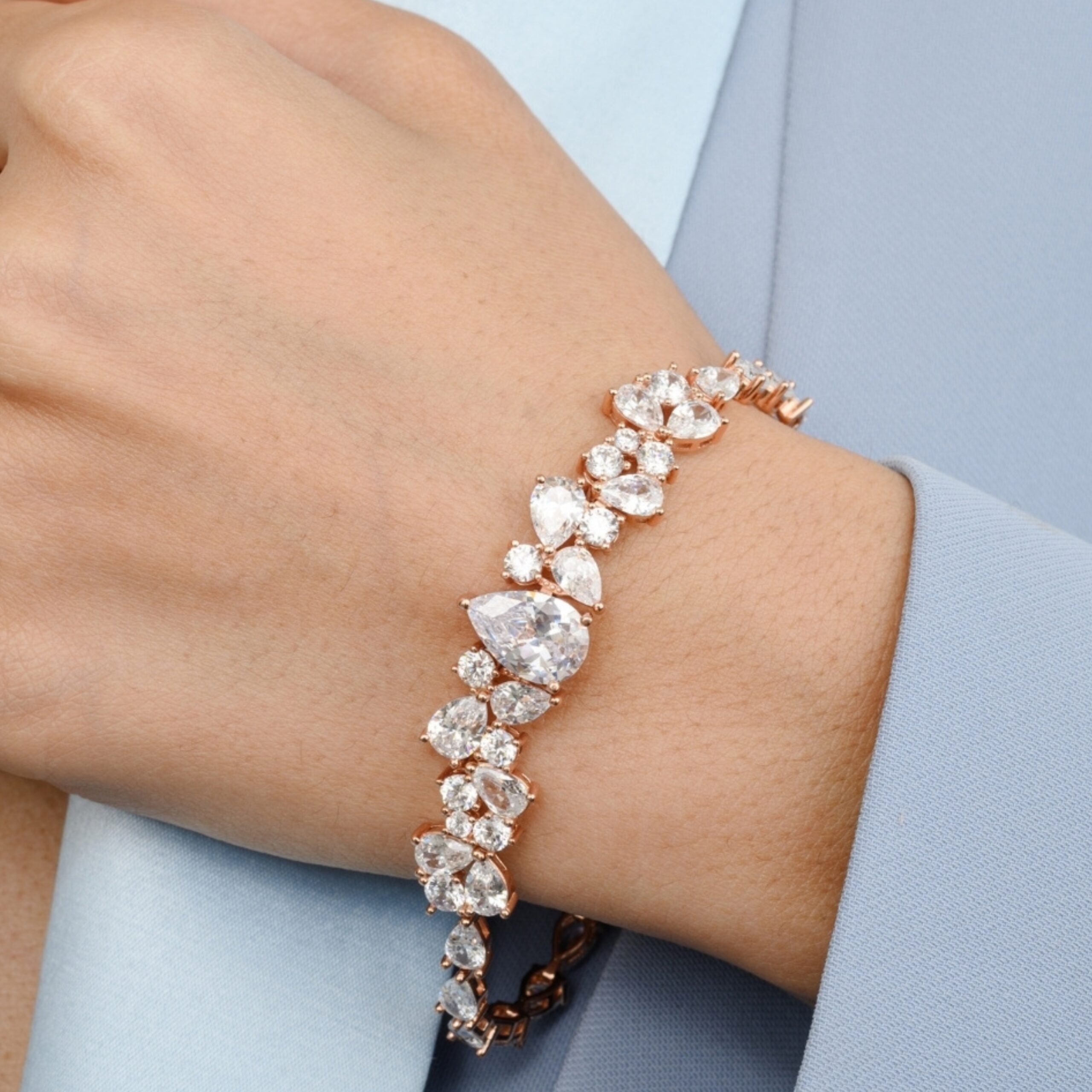 Clustered Diamond Tennis Bracelet