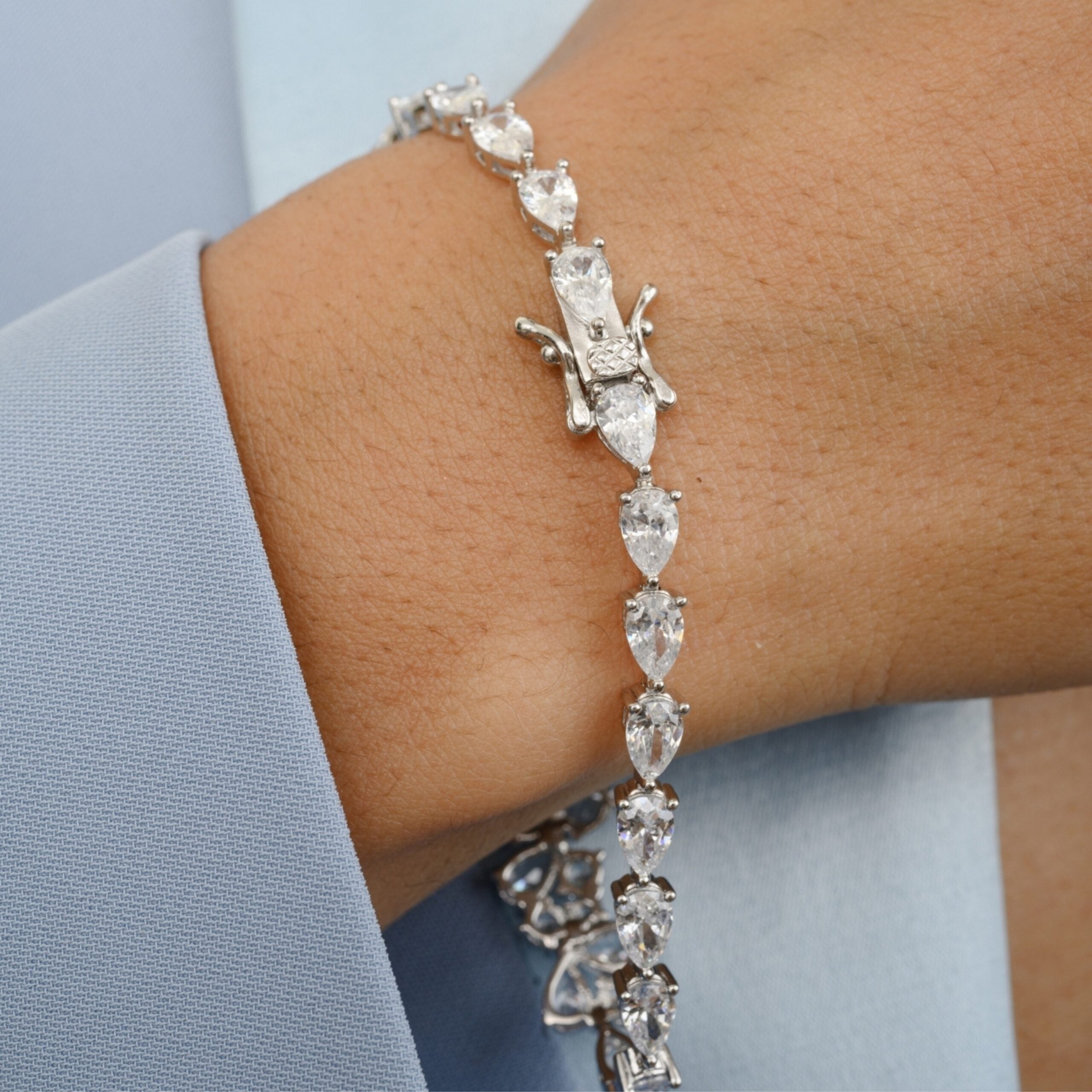 Clustered Diamond Silver Bracelet