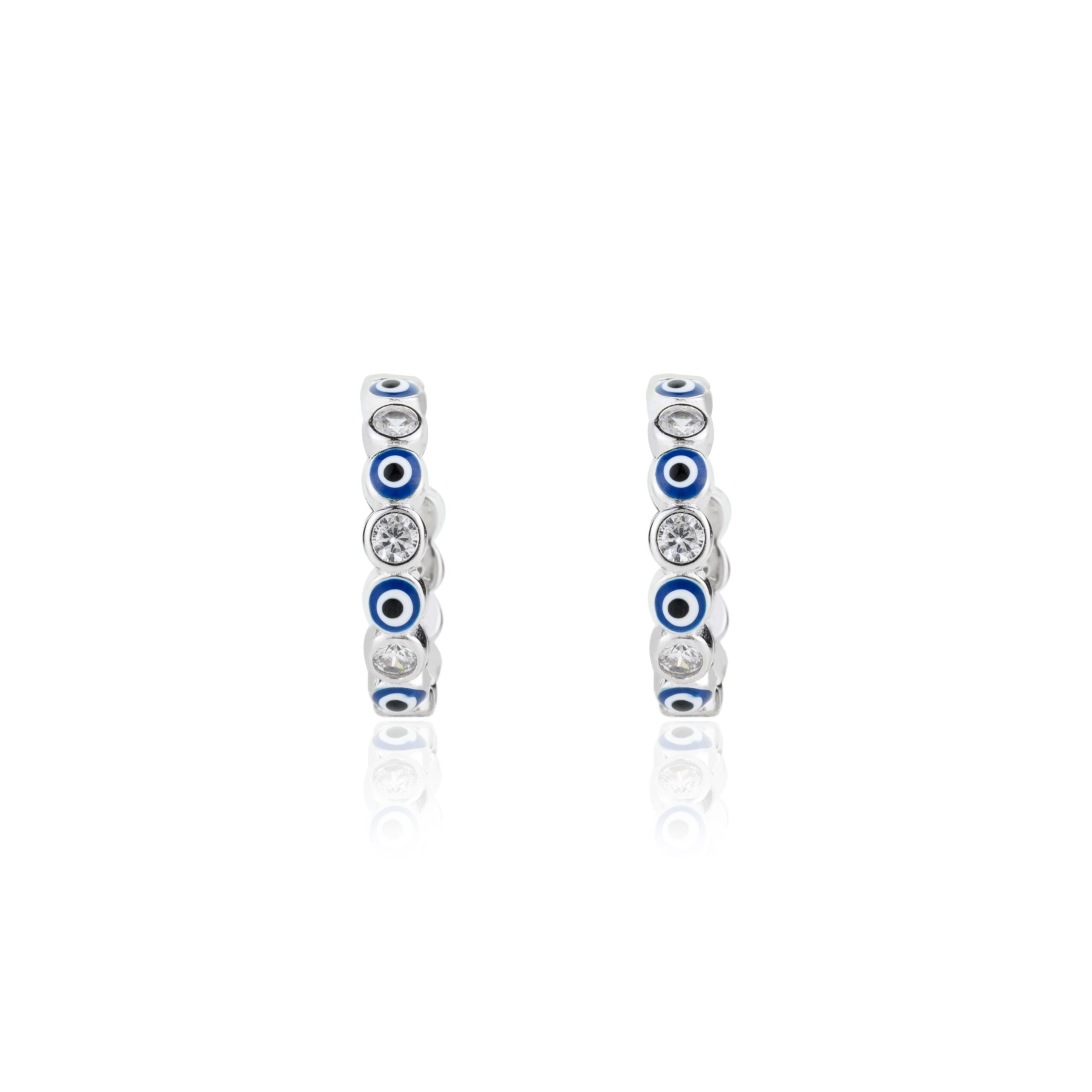 Evil Eye Open Hoop Stud Earrings