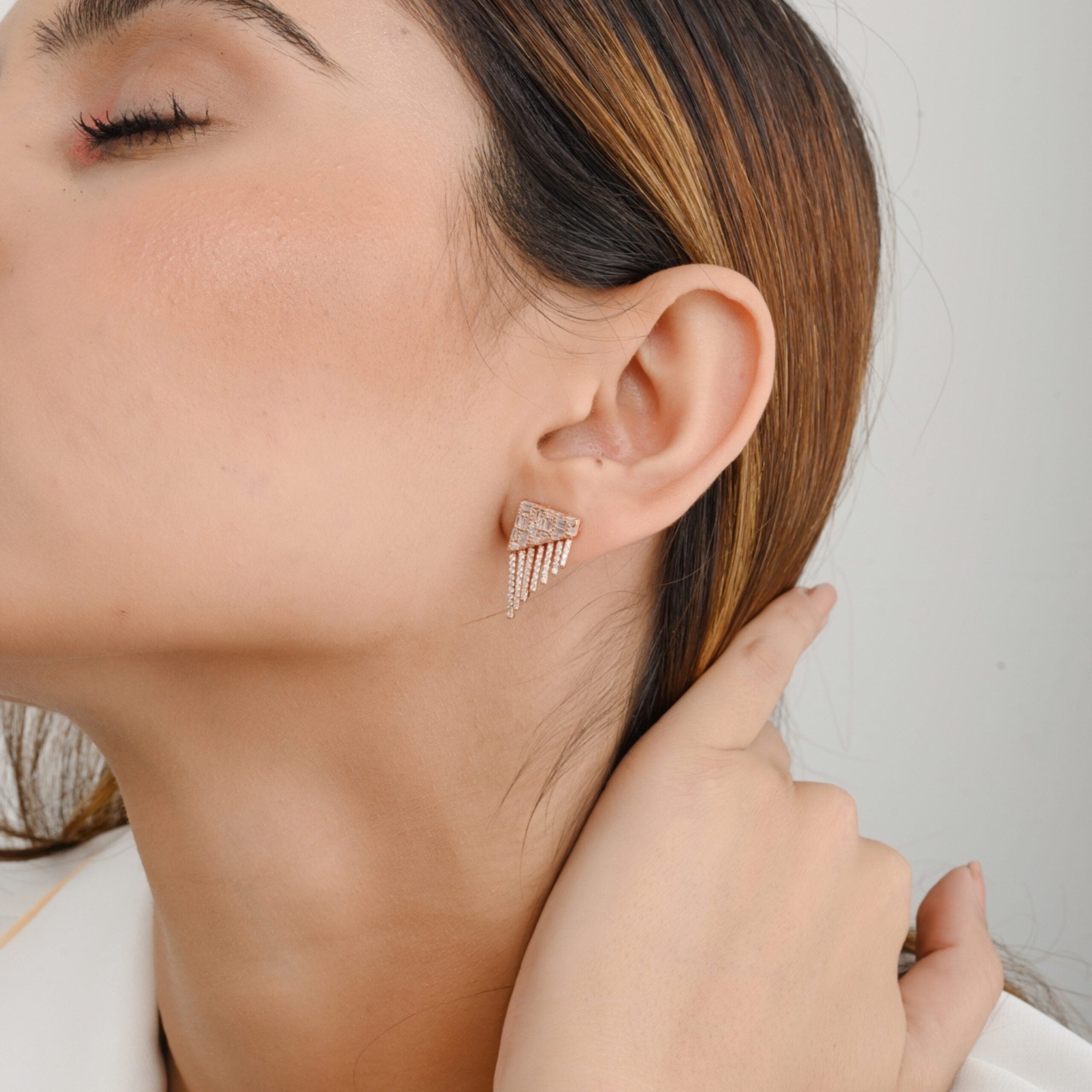 Rose Gold Waterfall Stud Earrings