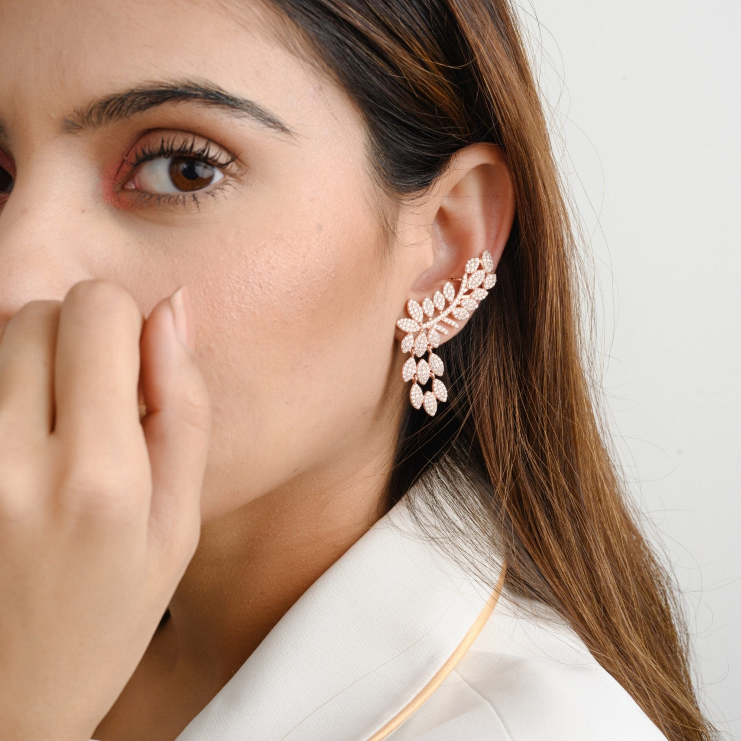 Rose gold Leaf Climber Ear Cuffs