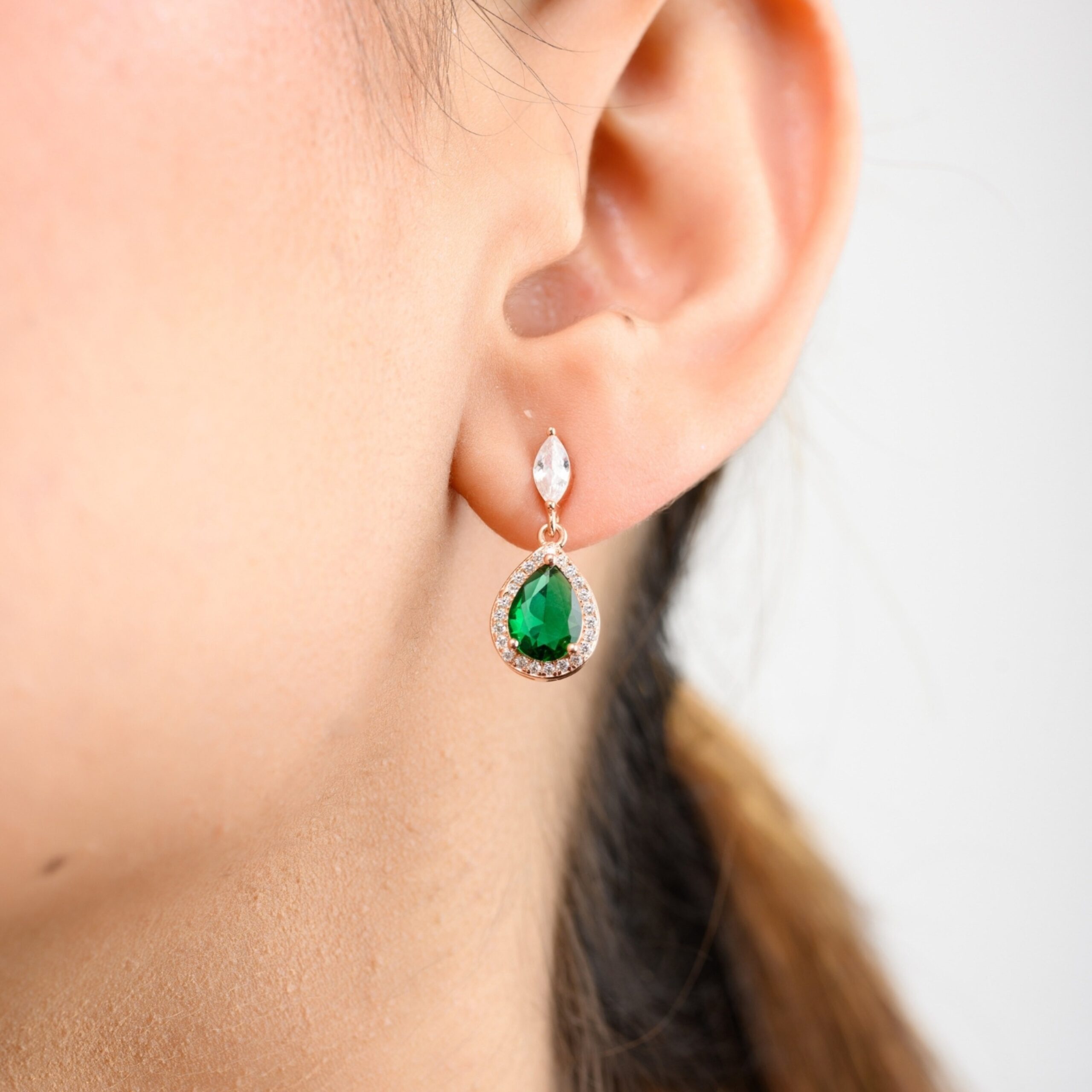 Pear Shape Emerald Drop Earrings