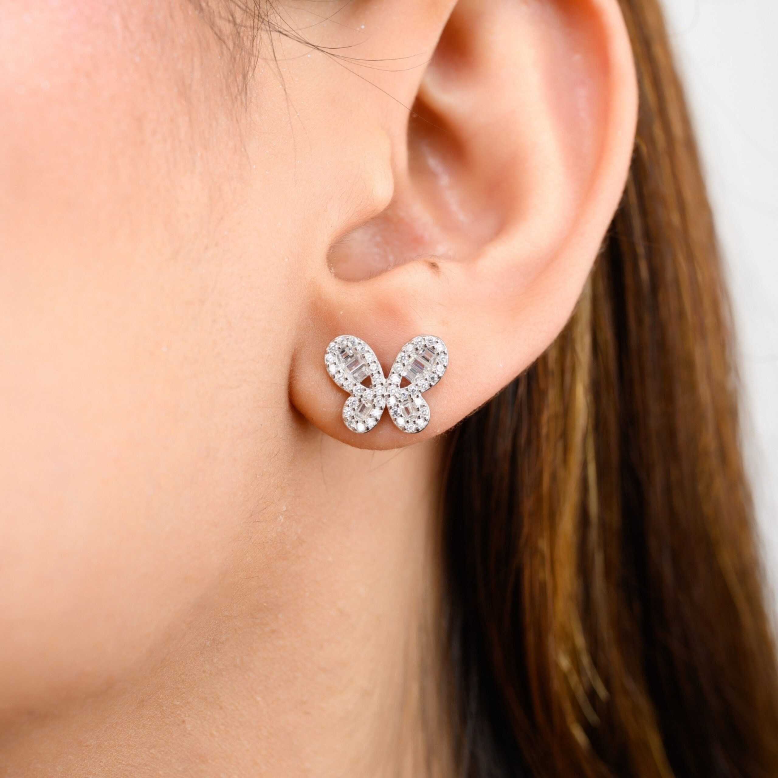 Silver Butterfly Dainty stud Earrings