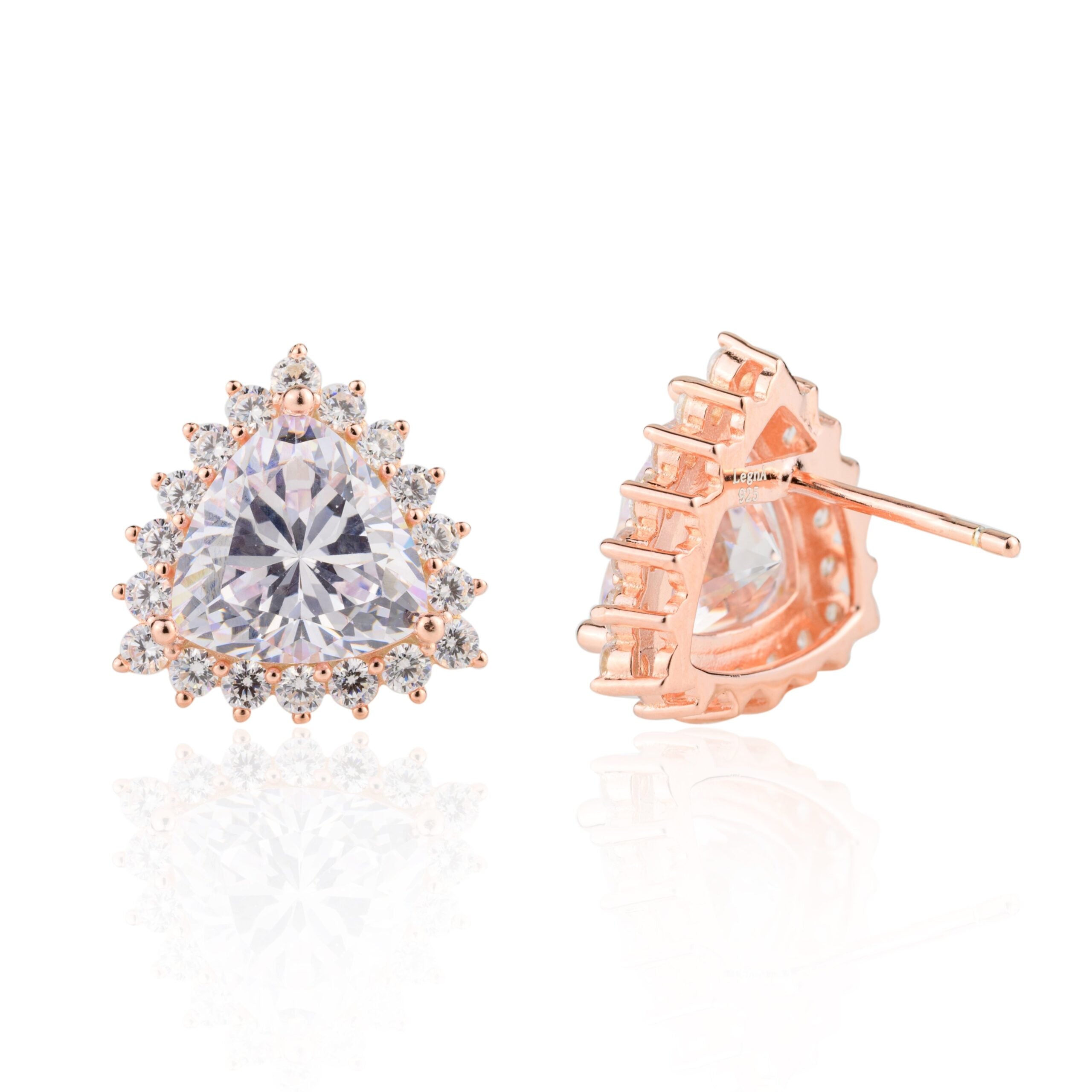 Rose Gold Trillion Solitaire Diamond Earrings