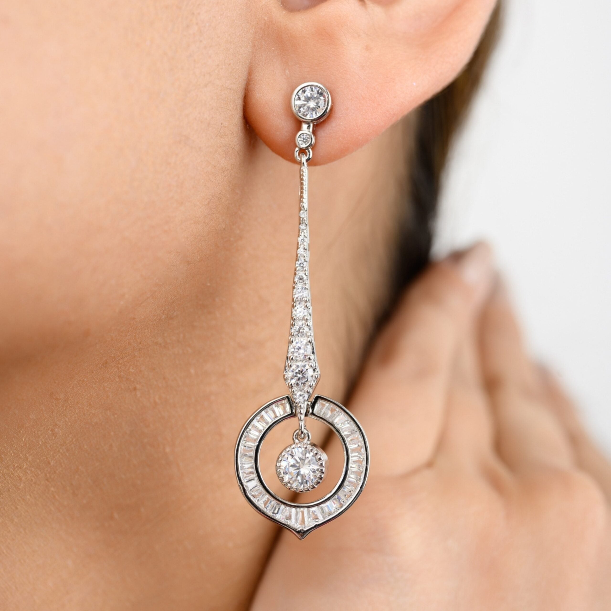 Charming Teardrop CZ Diamond Dangle Earrings