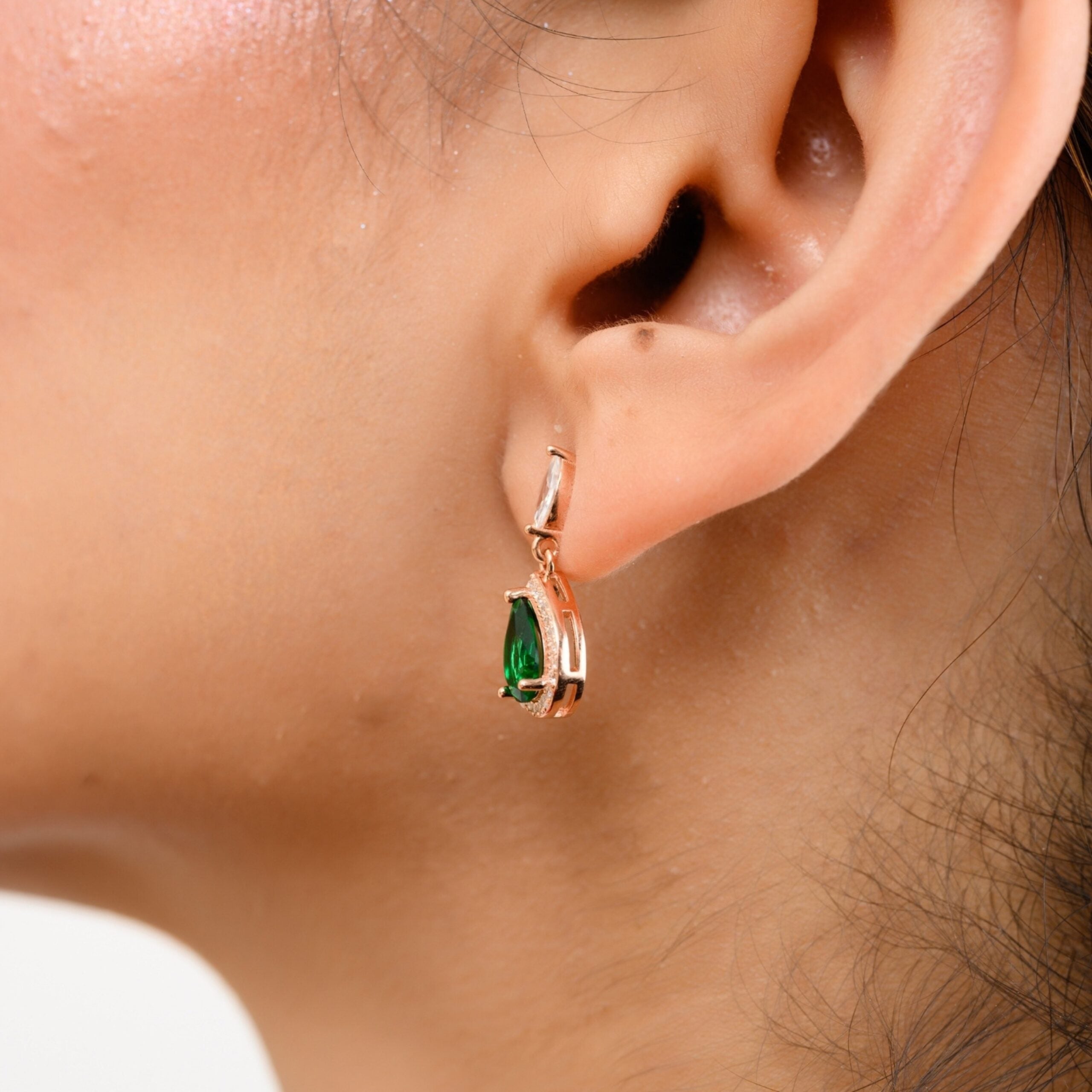 Pear Shape Emerald Drop Earrings