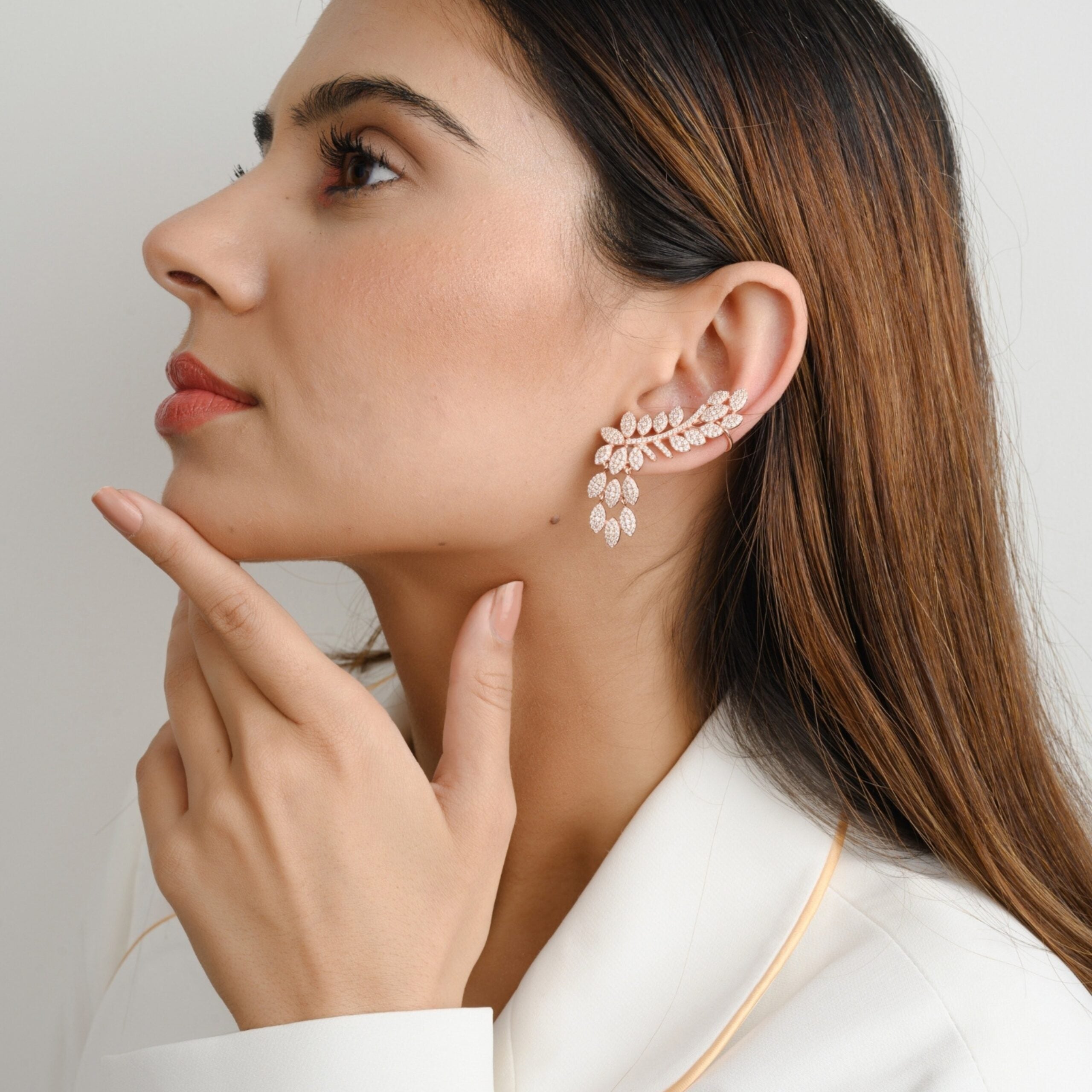 Rose gold Leaf Climber Ear Cuffs