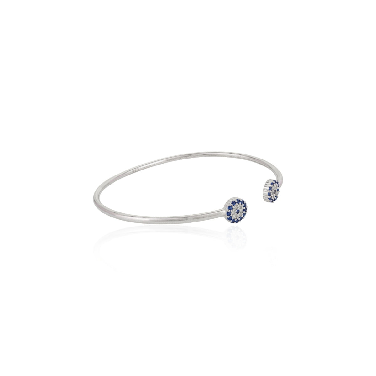 925 Silver Evil Eye Open Cuff Bangle/Bracelet for Women