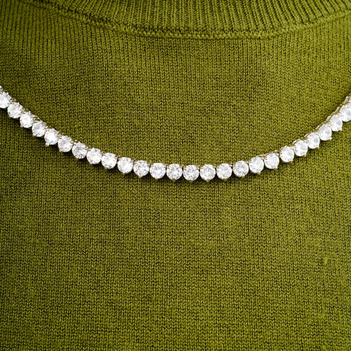 925 Silver CZ Diamonds Accents Tennis Necklace